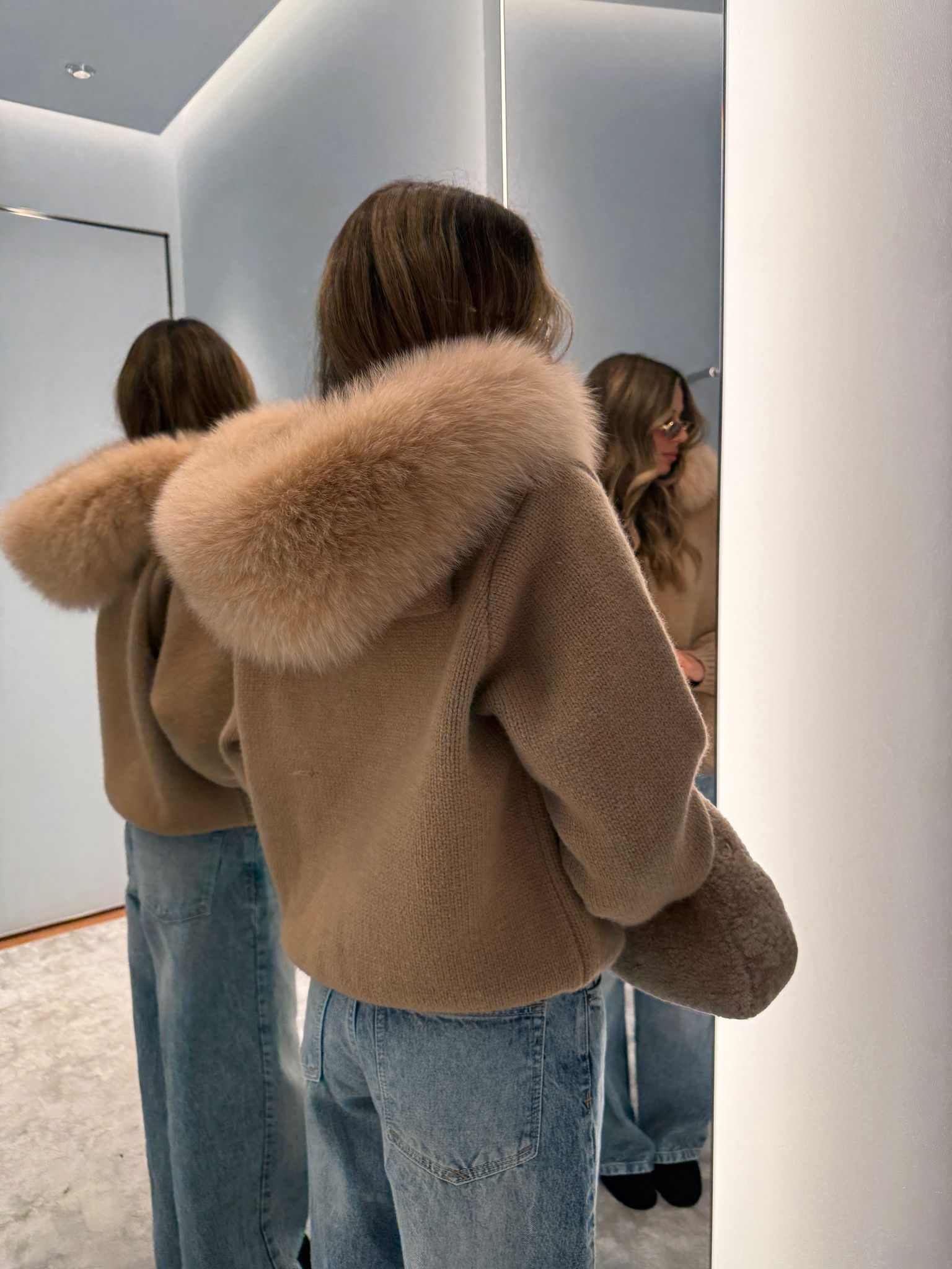 Luxury Fur Cardigan Jacket - beige PRE ORDER