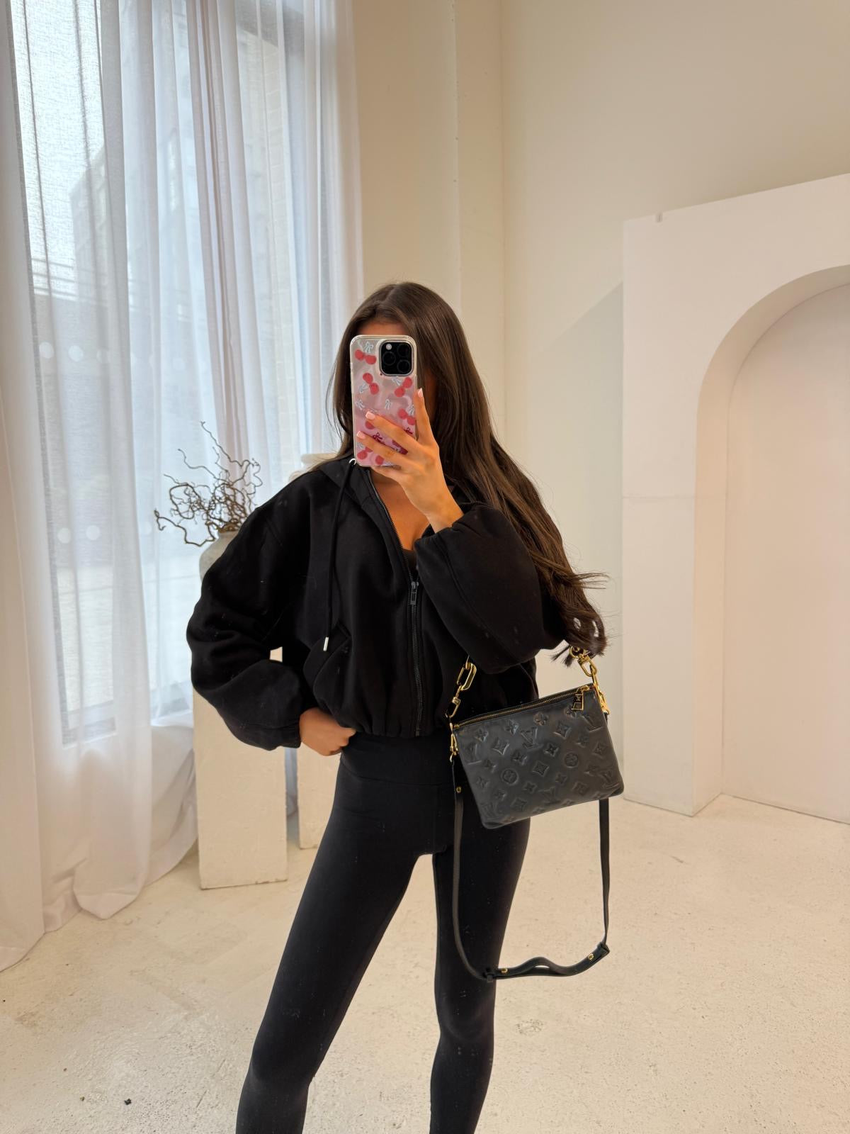Bubble hem Zip Jumper - Black