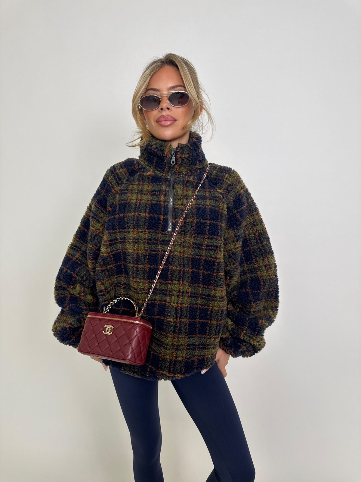 Check fleece - navy