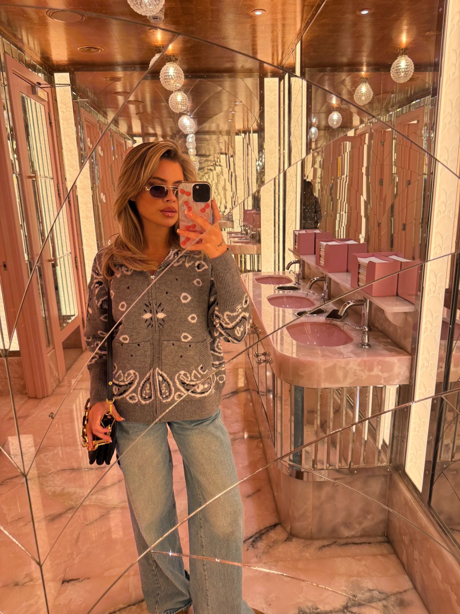 Bandana knit cardigan - grey - PRE ORDER