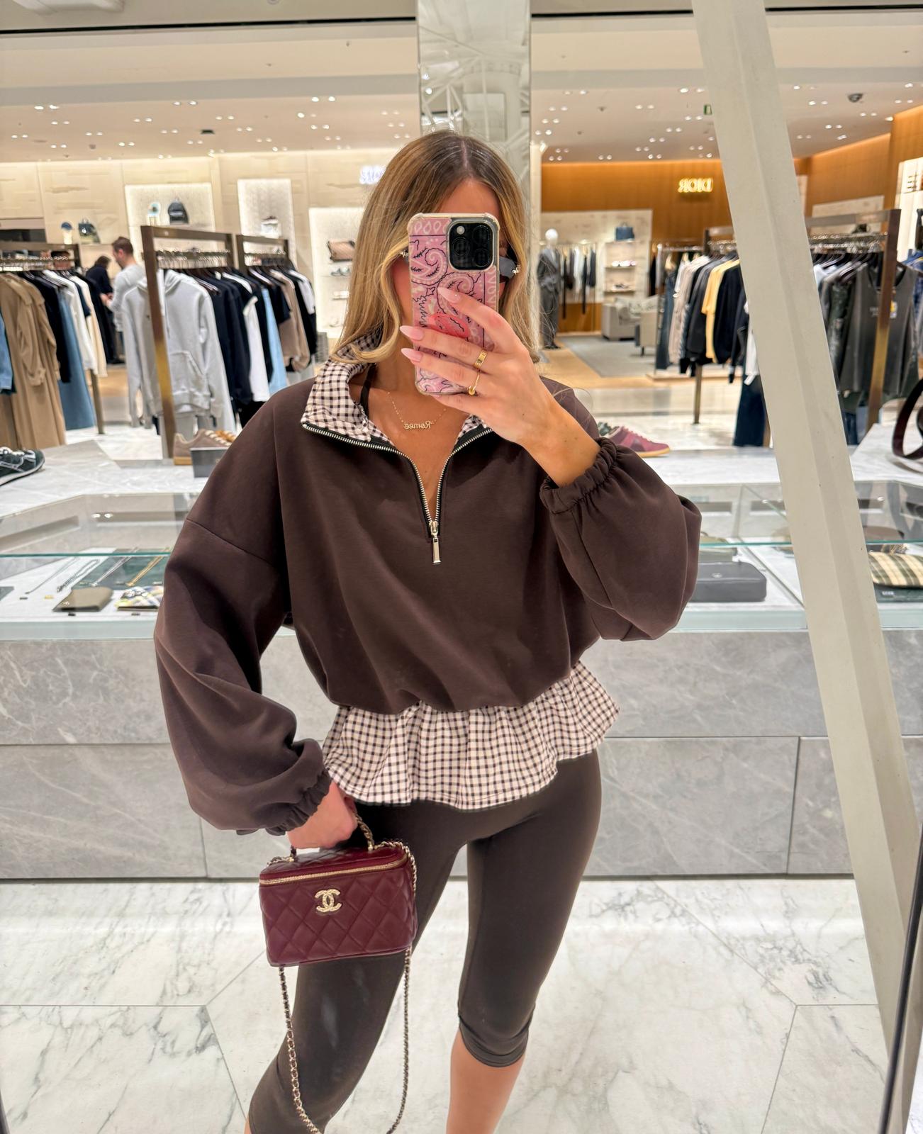 Gingham sweater - brown