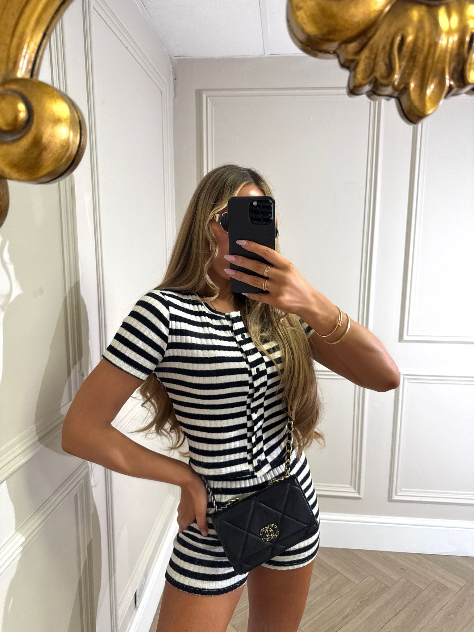 Stripe knit co-ord - black