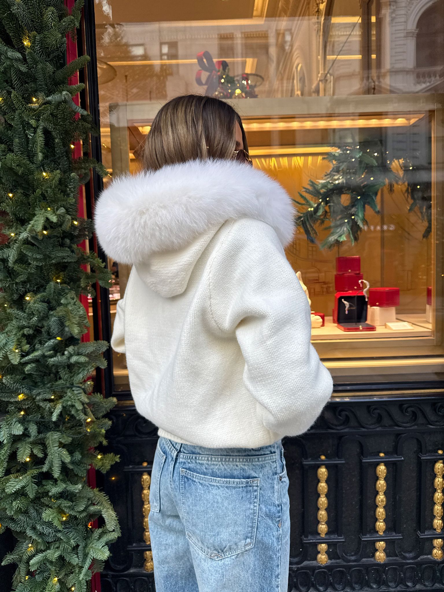 Luxury Fur Cardigan Jacket - cream PRE ORDER