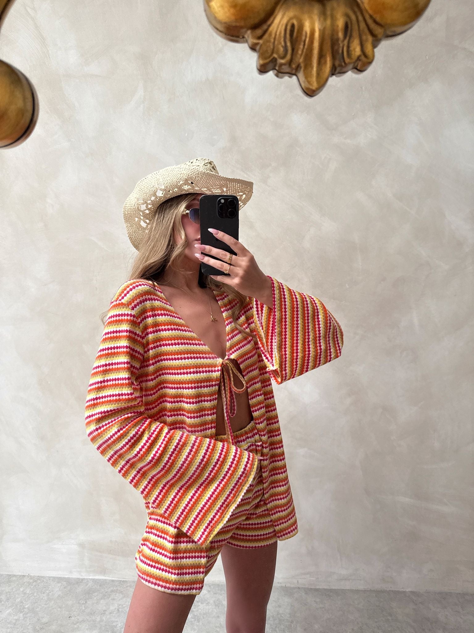 Open tie short co-ord - yellow mix