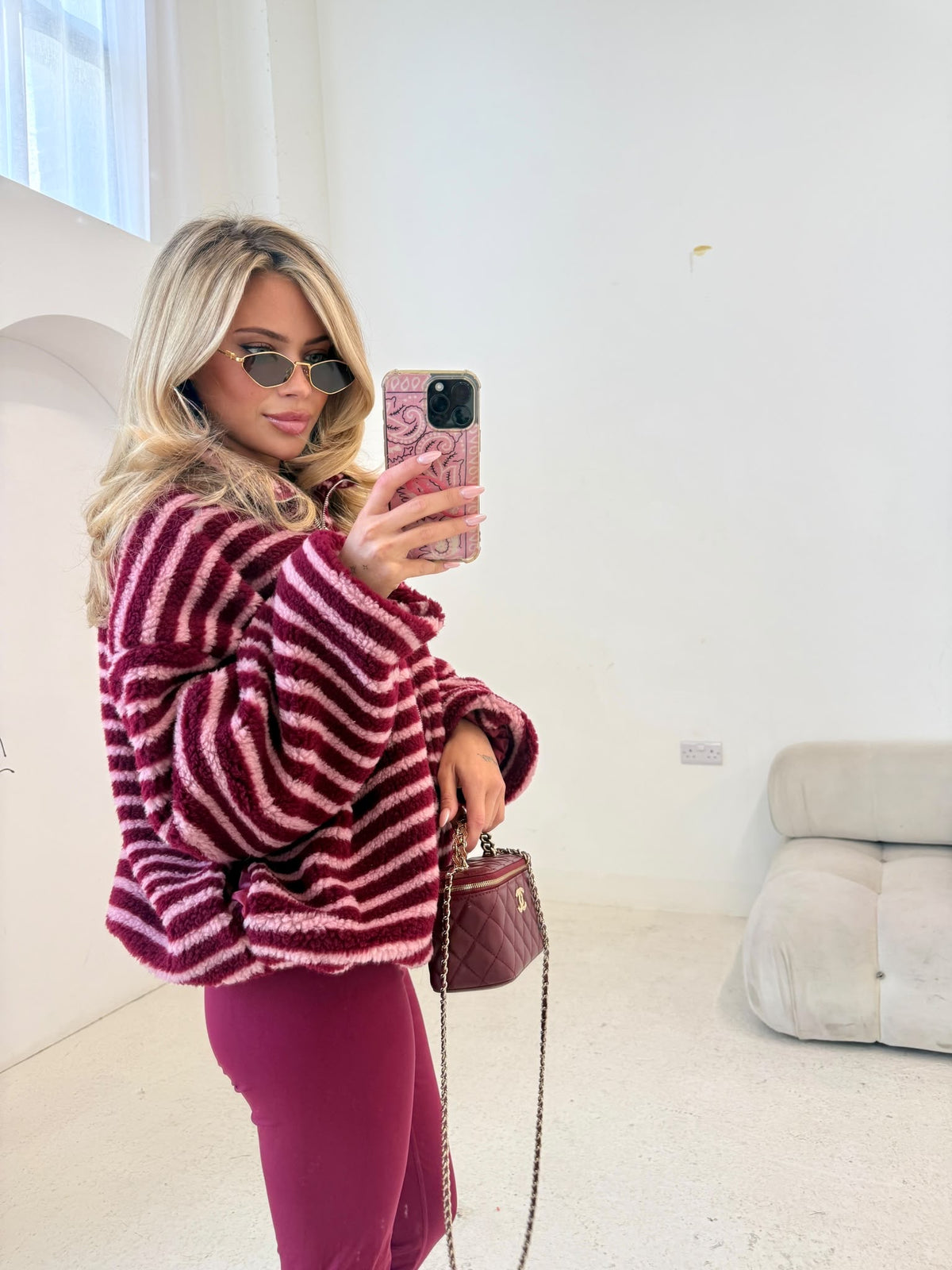 Stripe fleece - wine