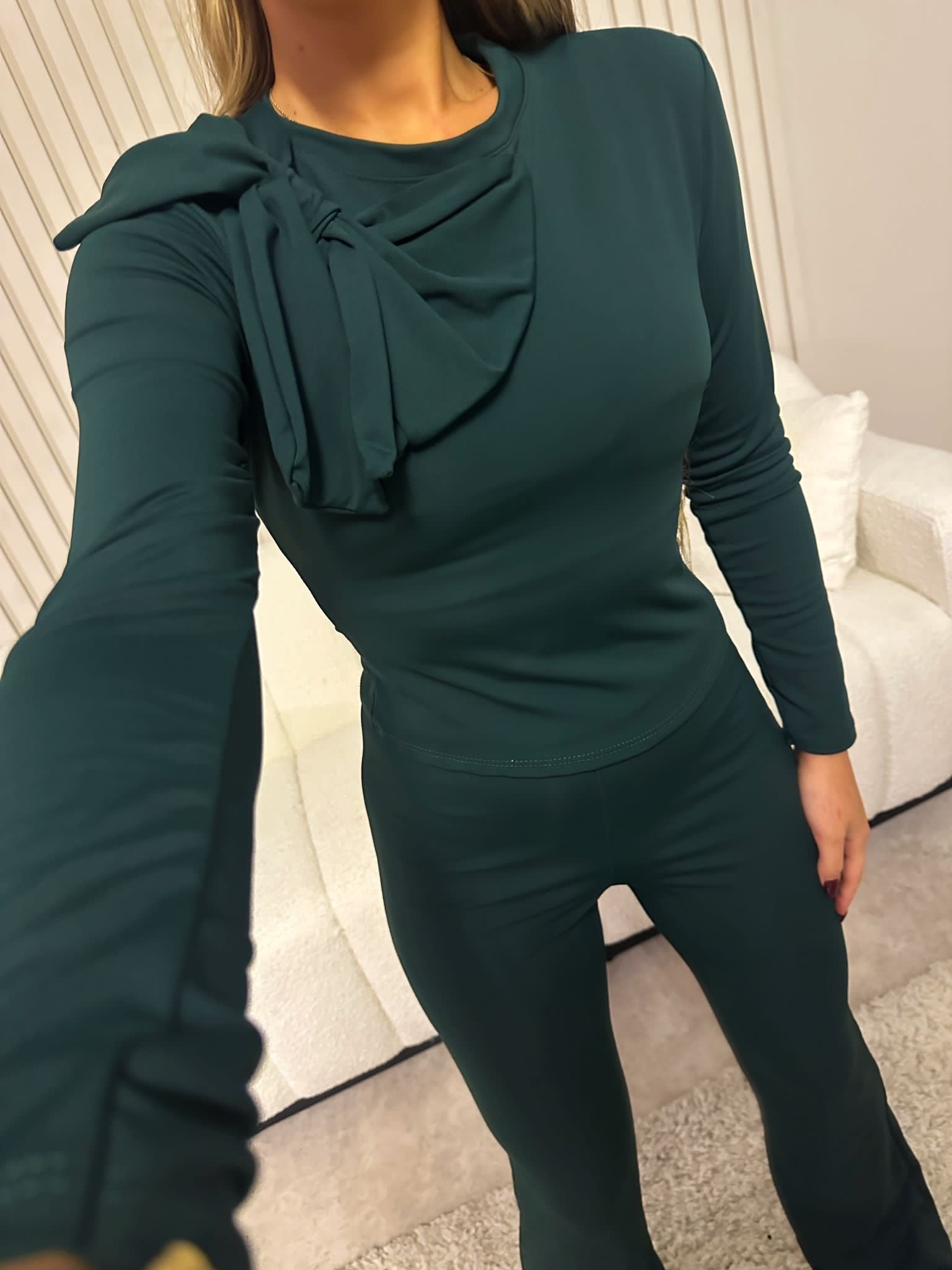 Bow trouser set - Forest green