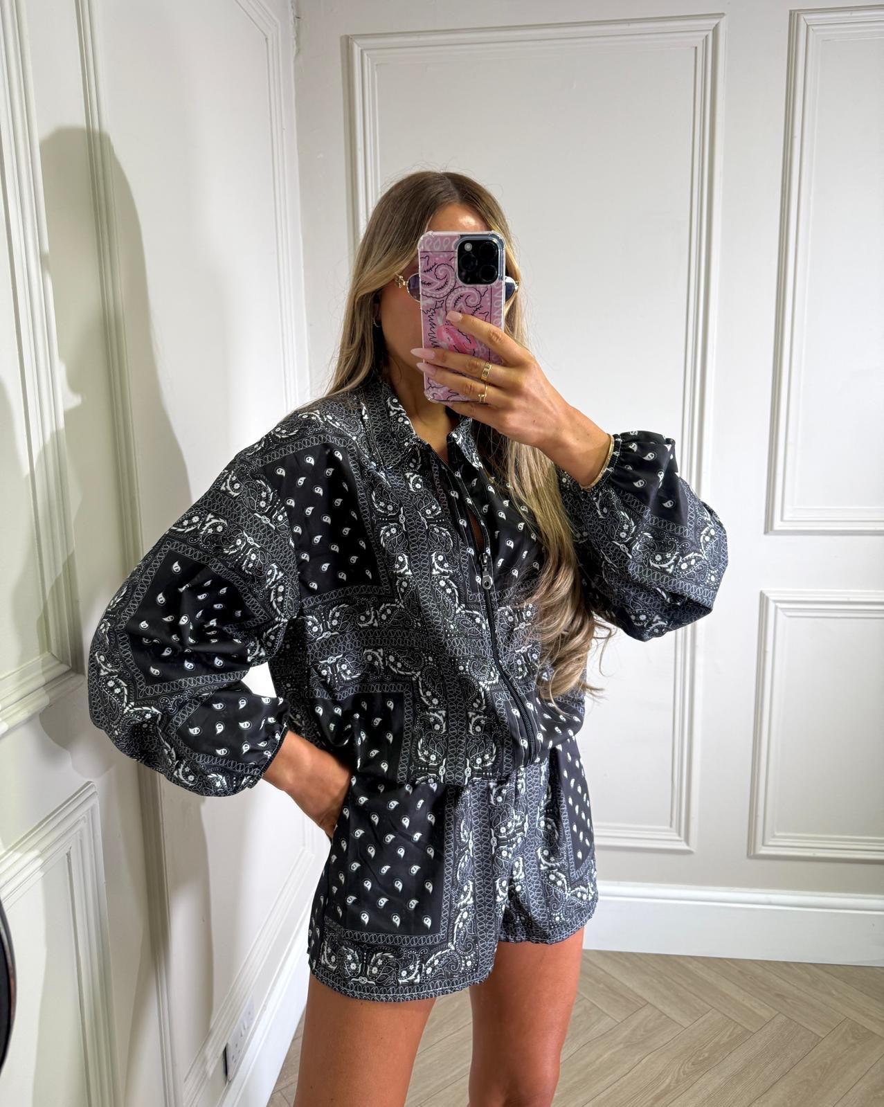 Lucia jacket and short co-ord - bandana black