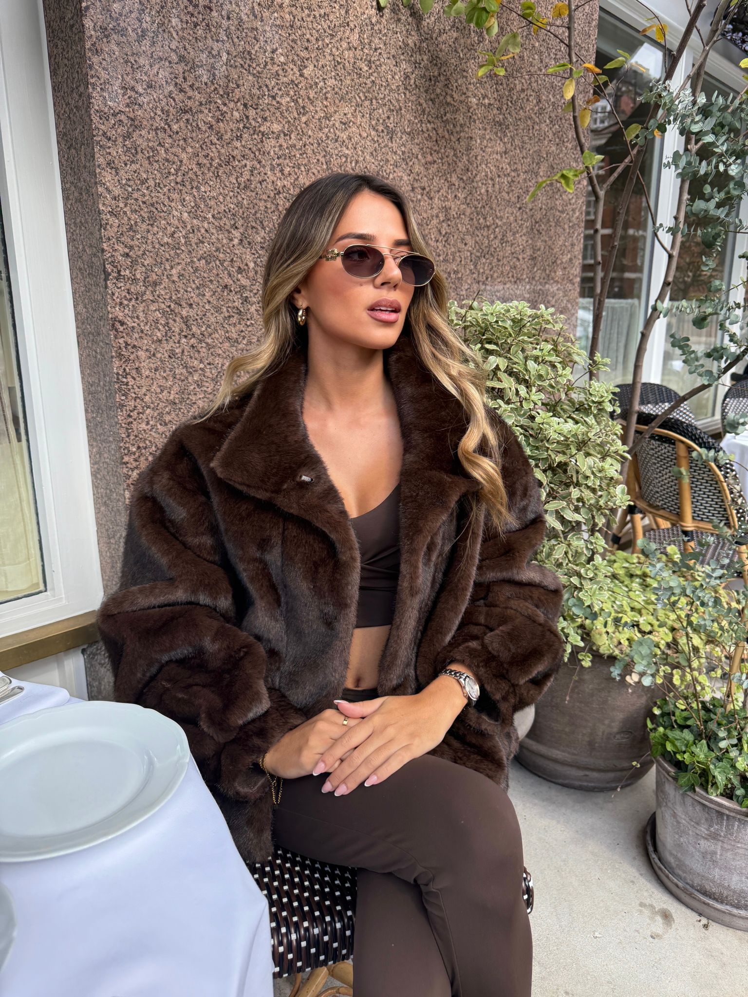 Sienna Faux Fur Jacket - Chocolate
