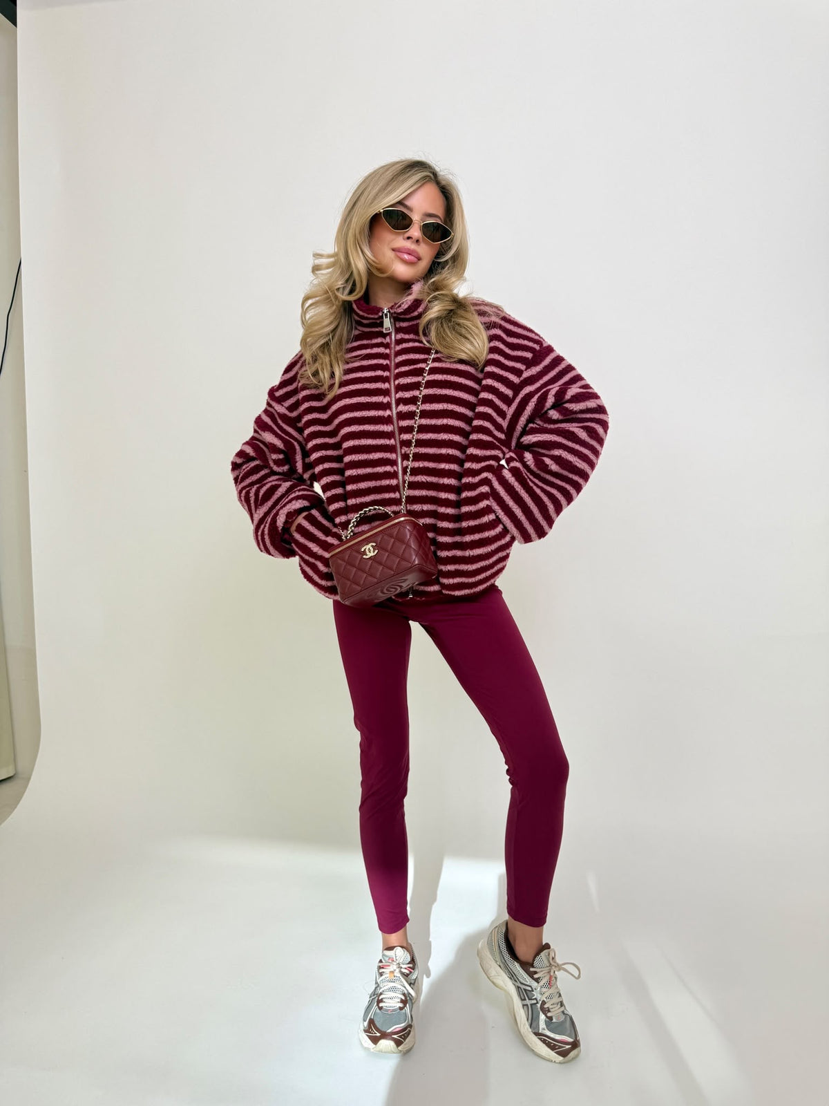 Stripe fleece - wine