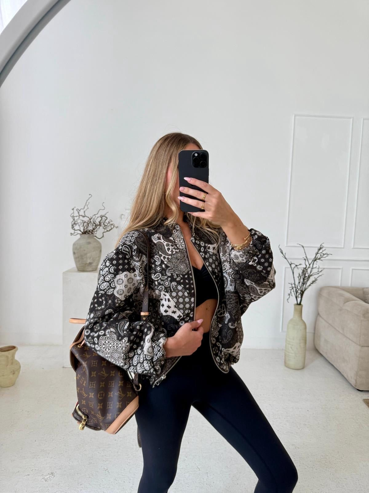 Bandana bomber jacket - black