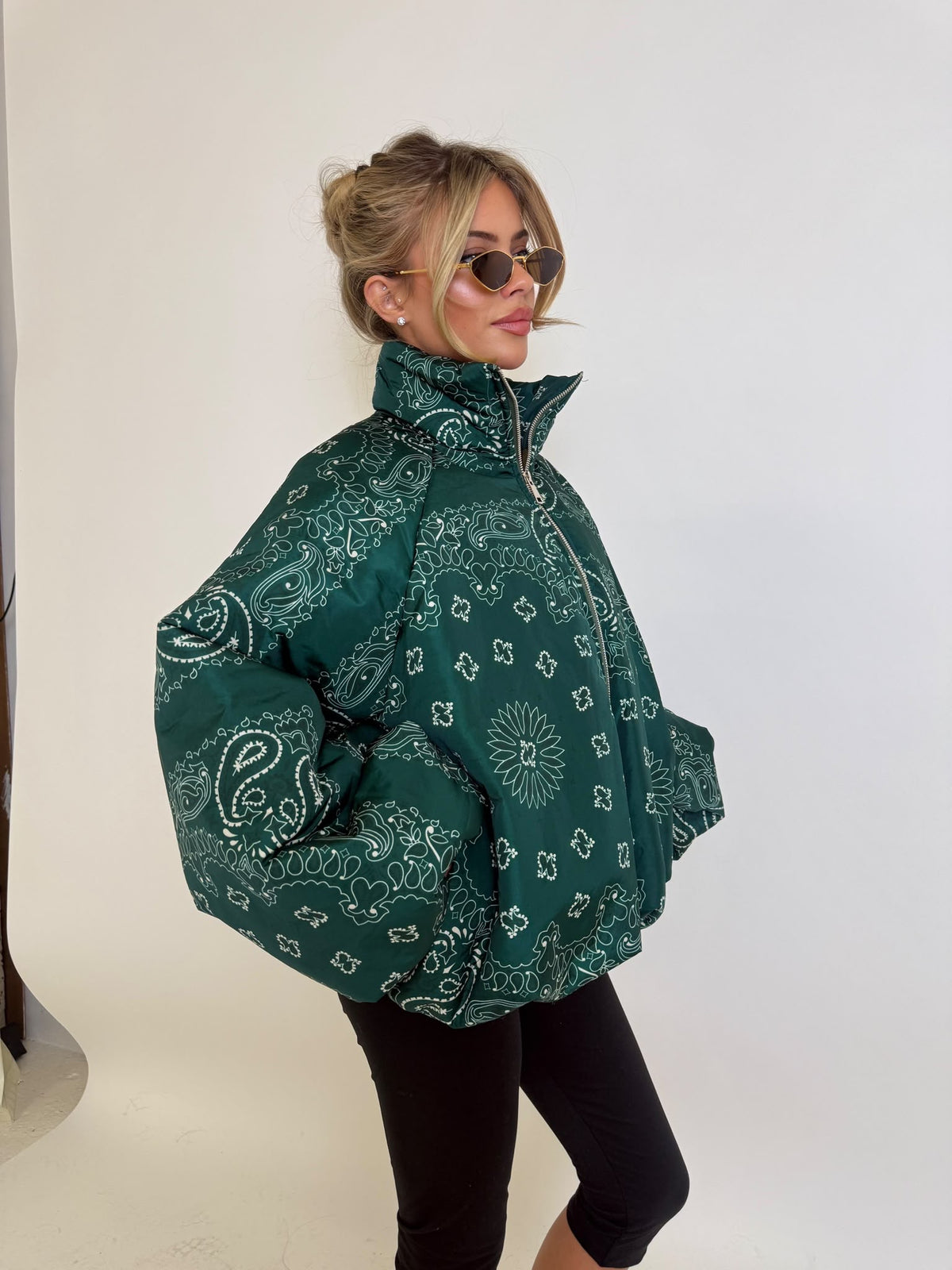 Bandana puffa jacket - green