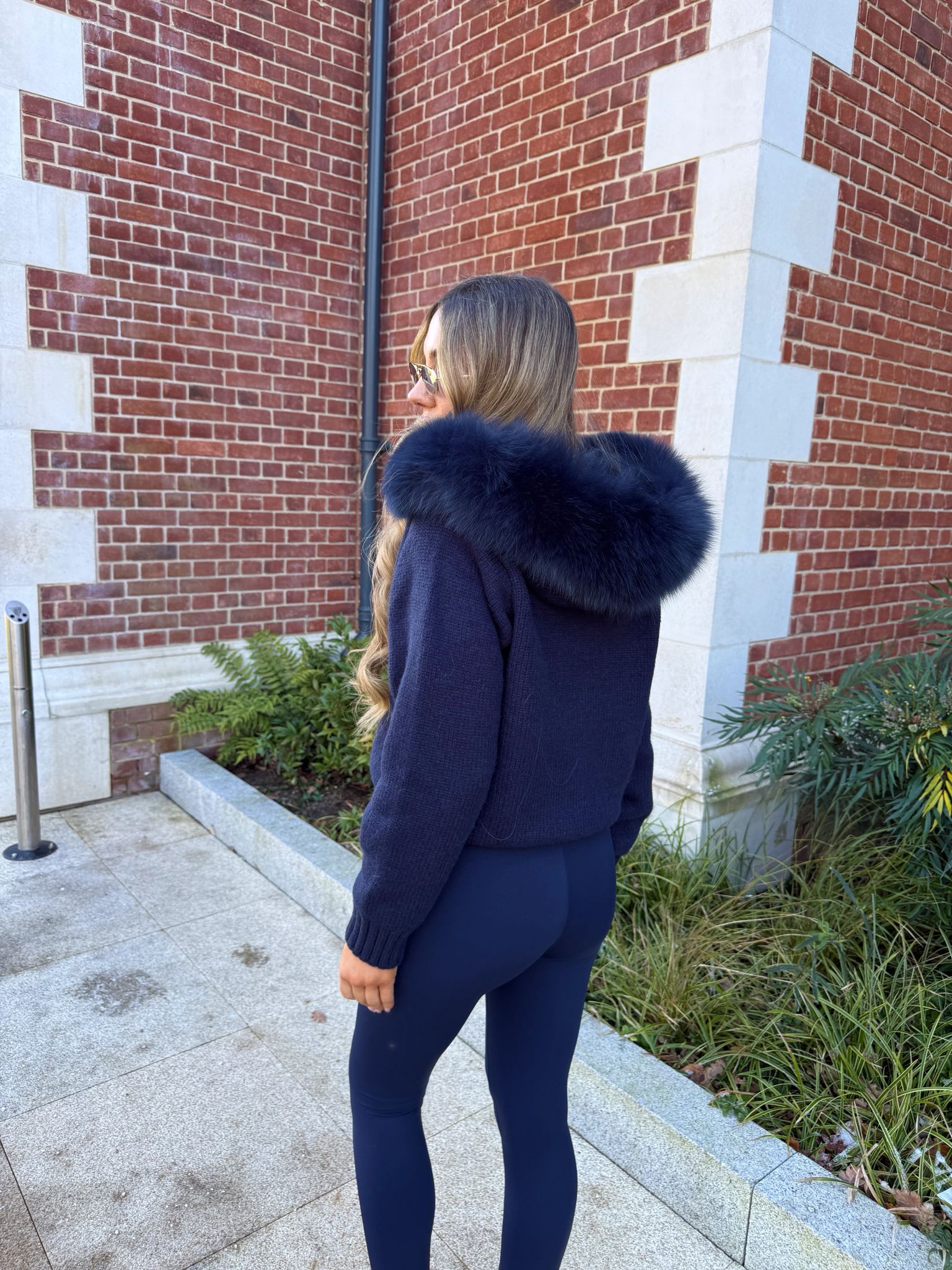Luxury Fur Cardigan Jacket - Navy PRE ORDER