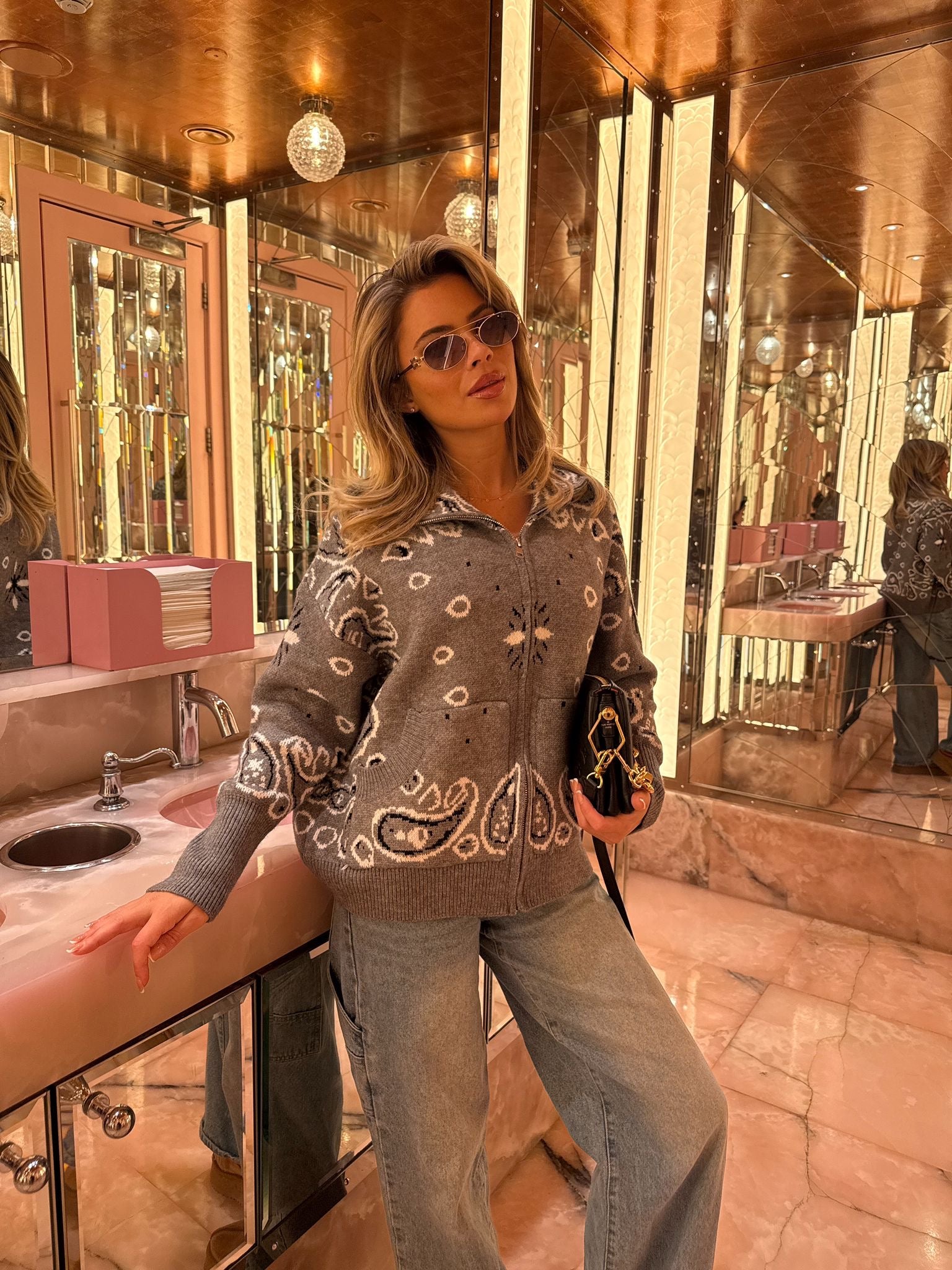 Bandana knit cardigan - grey - PRE ORDER