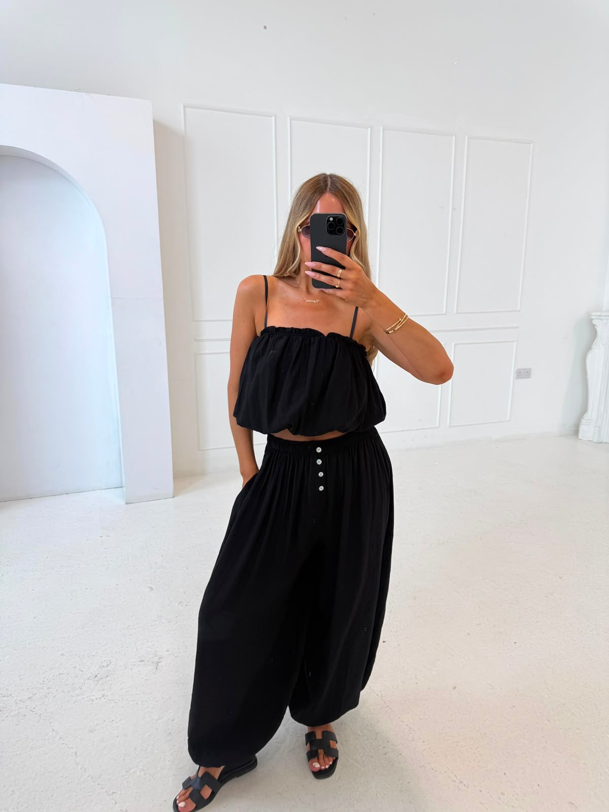 Harem trouser co-ord - black