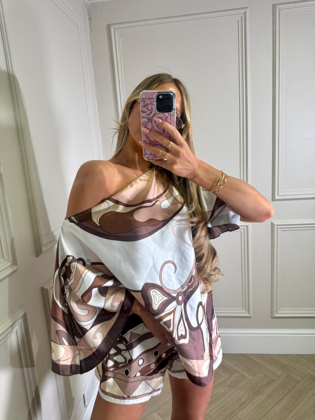 Cape top co-ord - brown