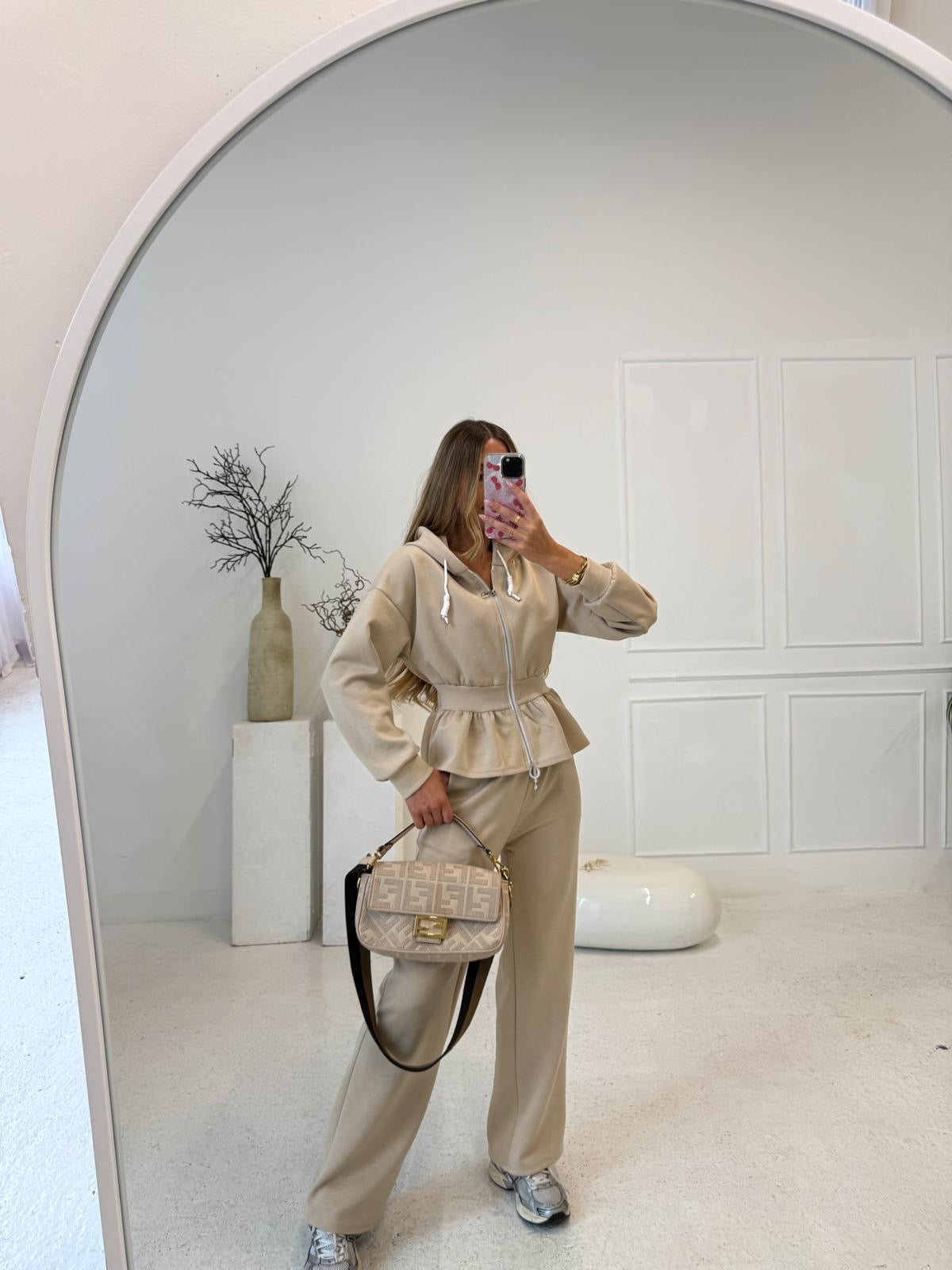 Peplum tracksuit - beige