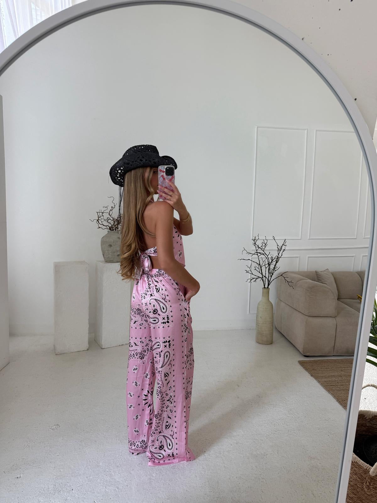Bandana Trouser Set - Pink