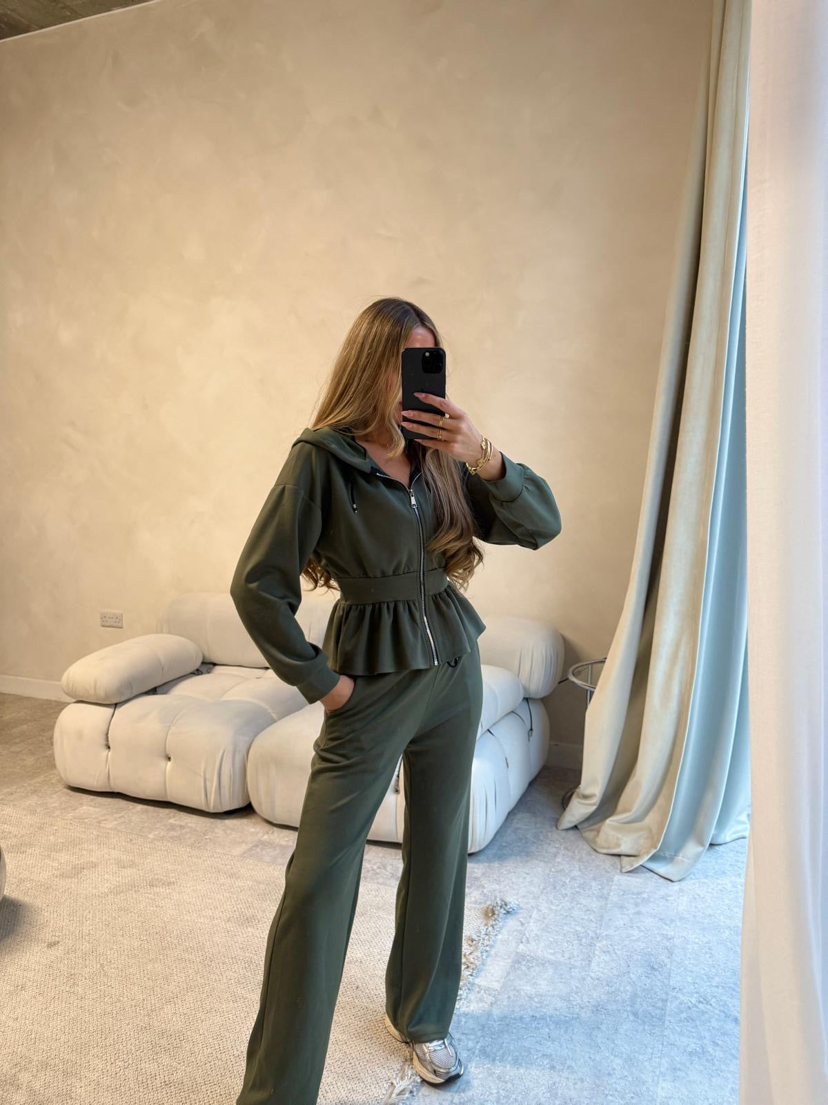 Peplum tracksuit - khaki