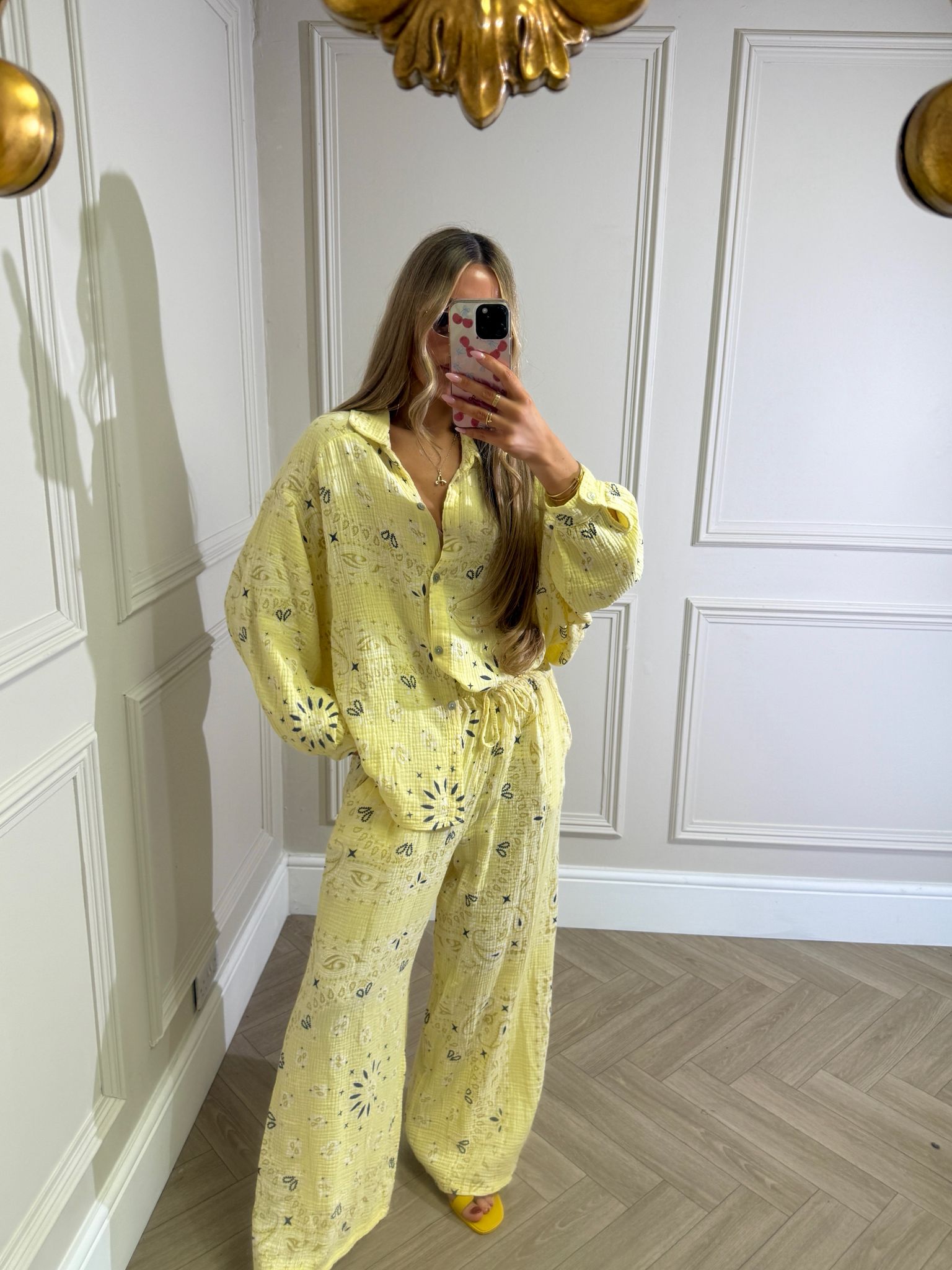 Bandana linen trouser set - yellow