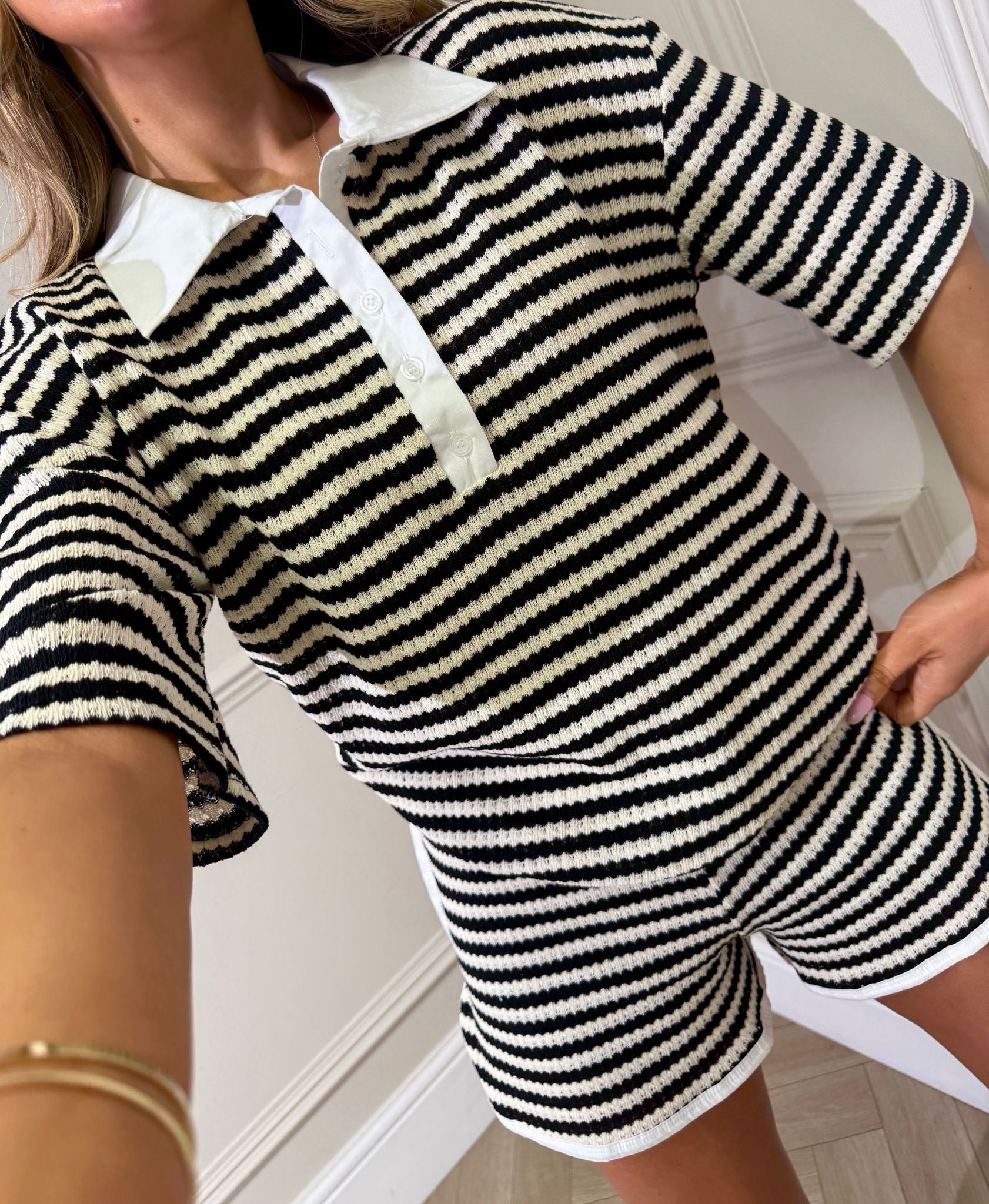 Collar stripe co-ord - black