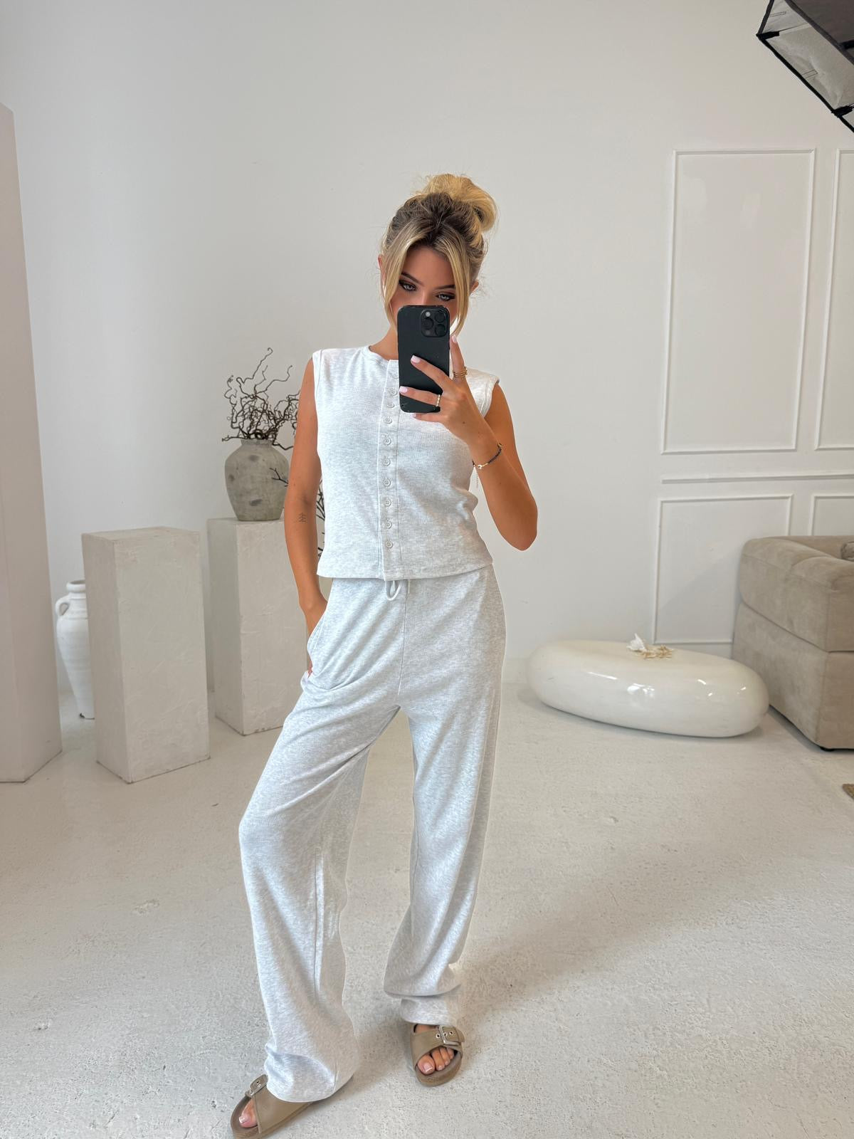 Helena Button Lounge Set - Grey