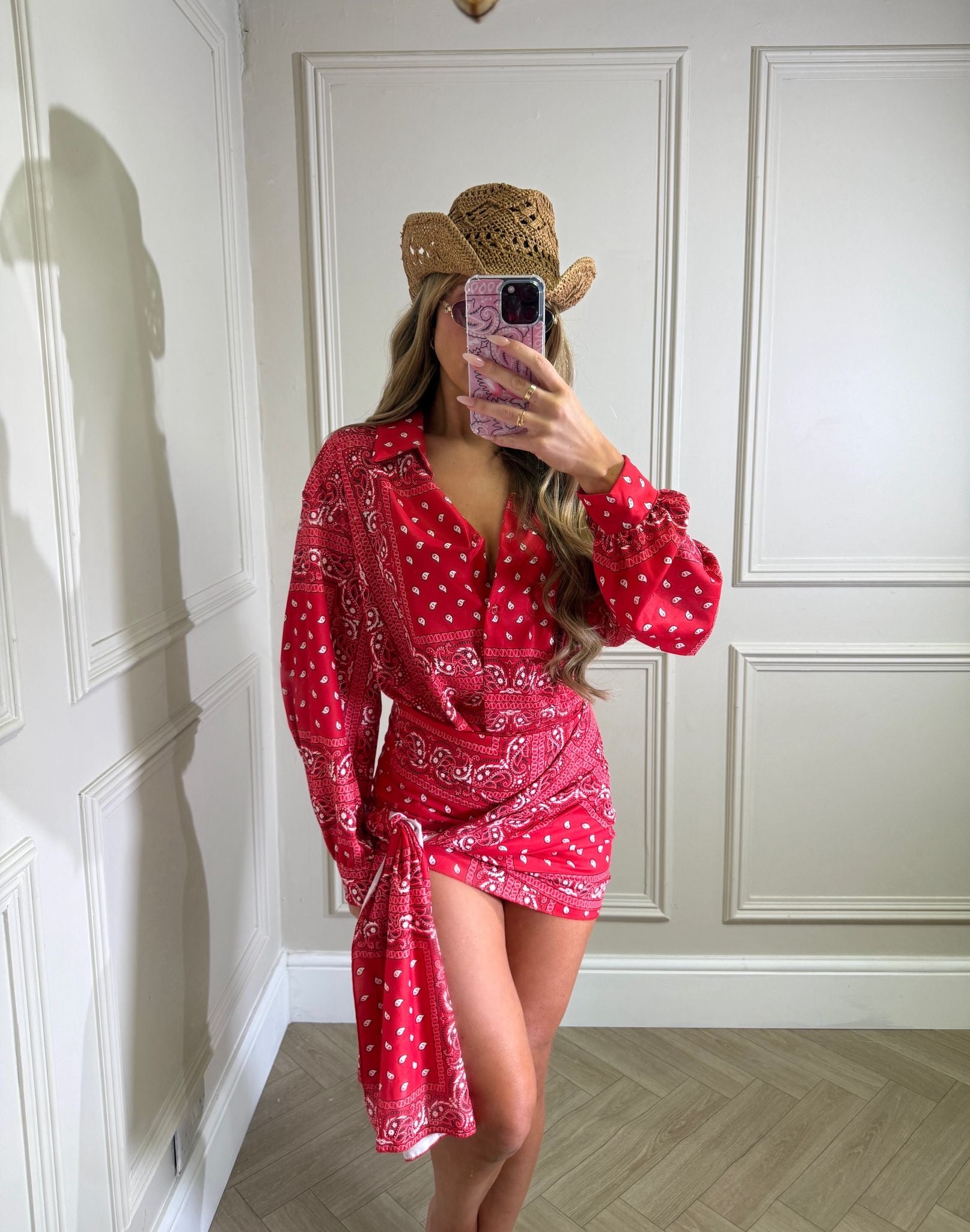 Bandana wrap co-ord - red