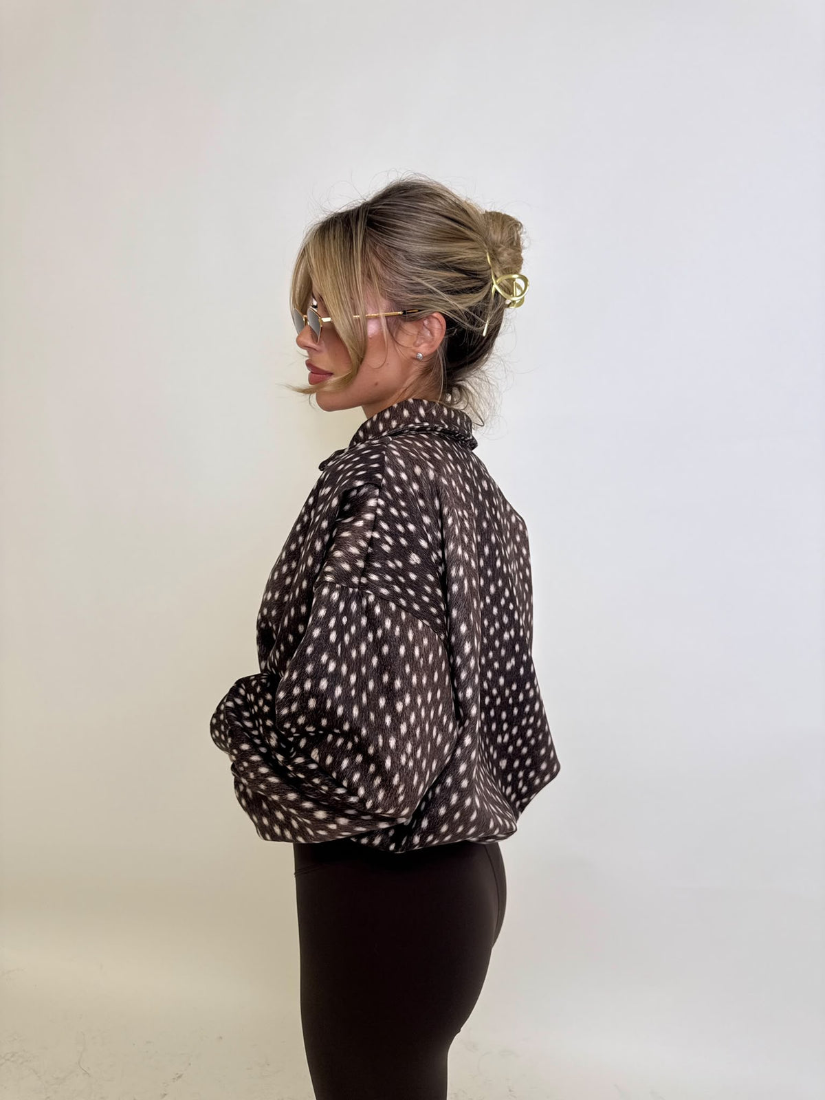 Fawn collar bomber jacket - brown
