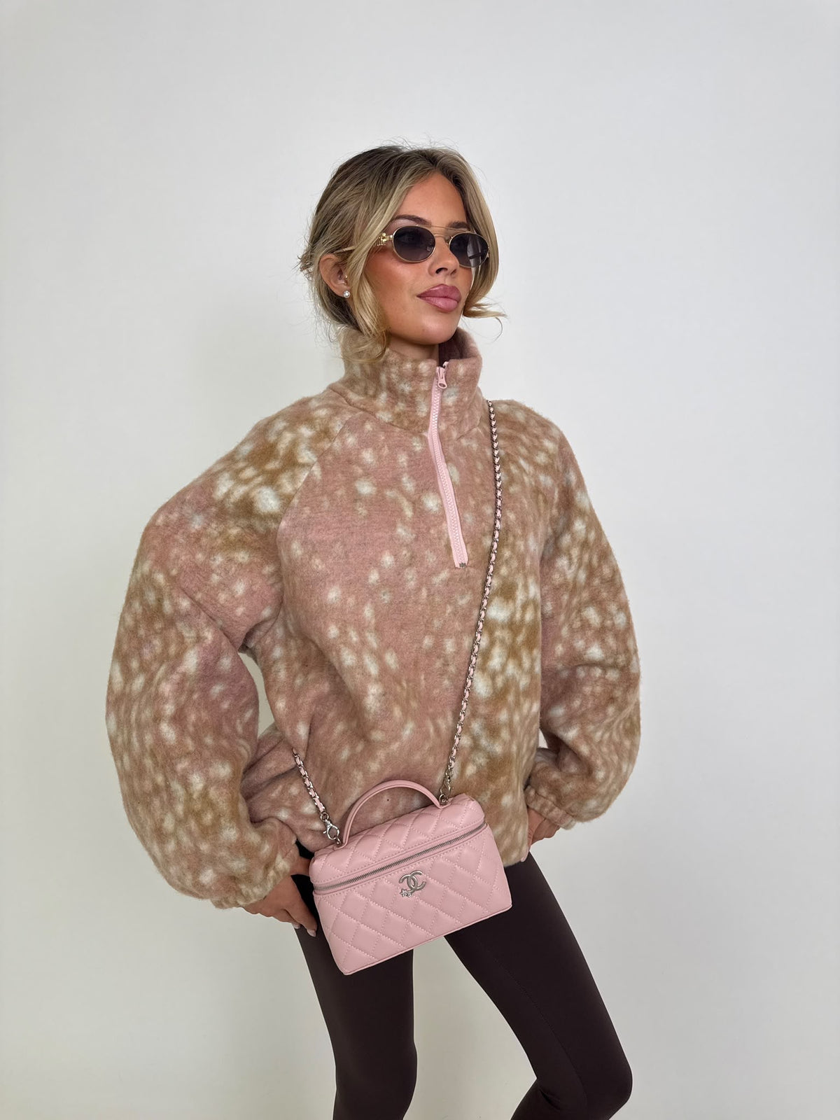 Deer fleece jumper - pink