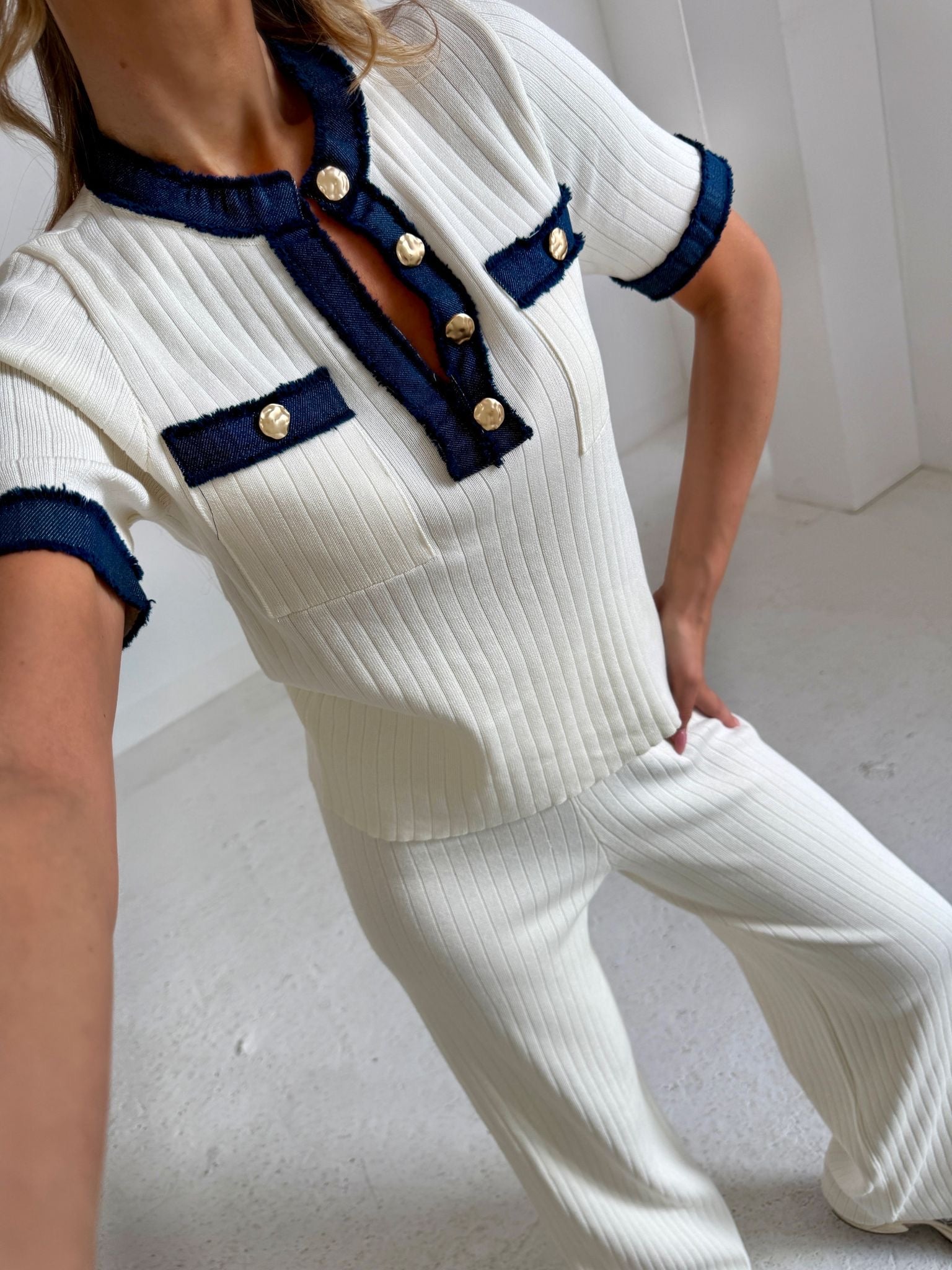 T-shirt denim lounge set - white