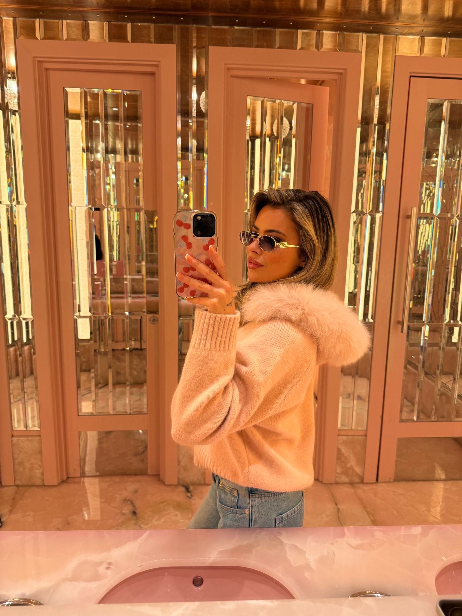 Luxury Fur Cardigan Jacket - baby pink PRE ORDER