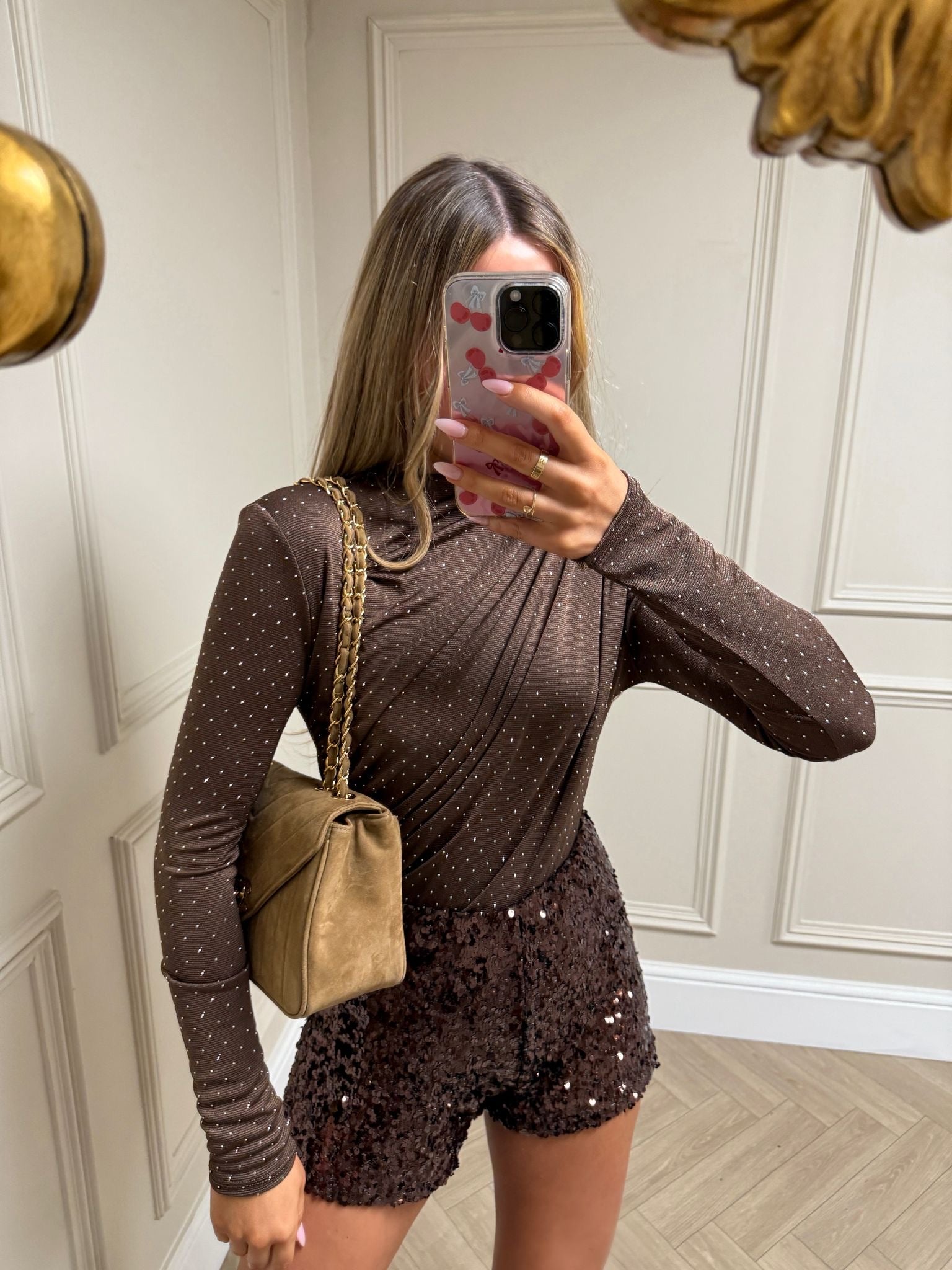 Sequin shorts - brown