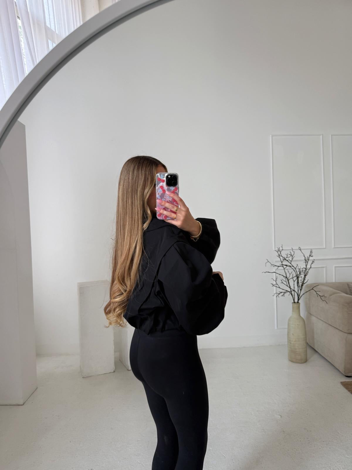 Balloon arm crop jacket - Black