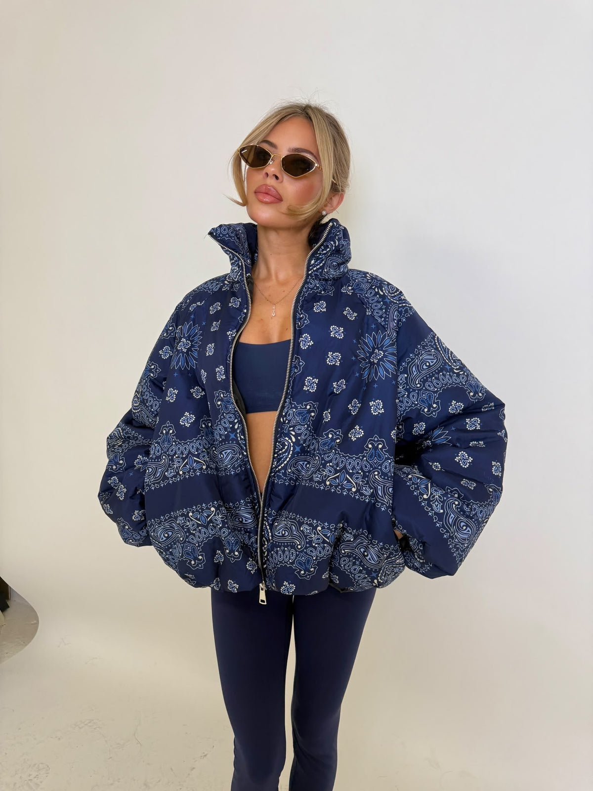 Bandana puffa jacket - navy