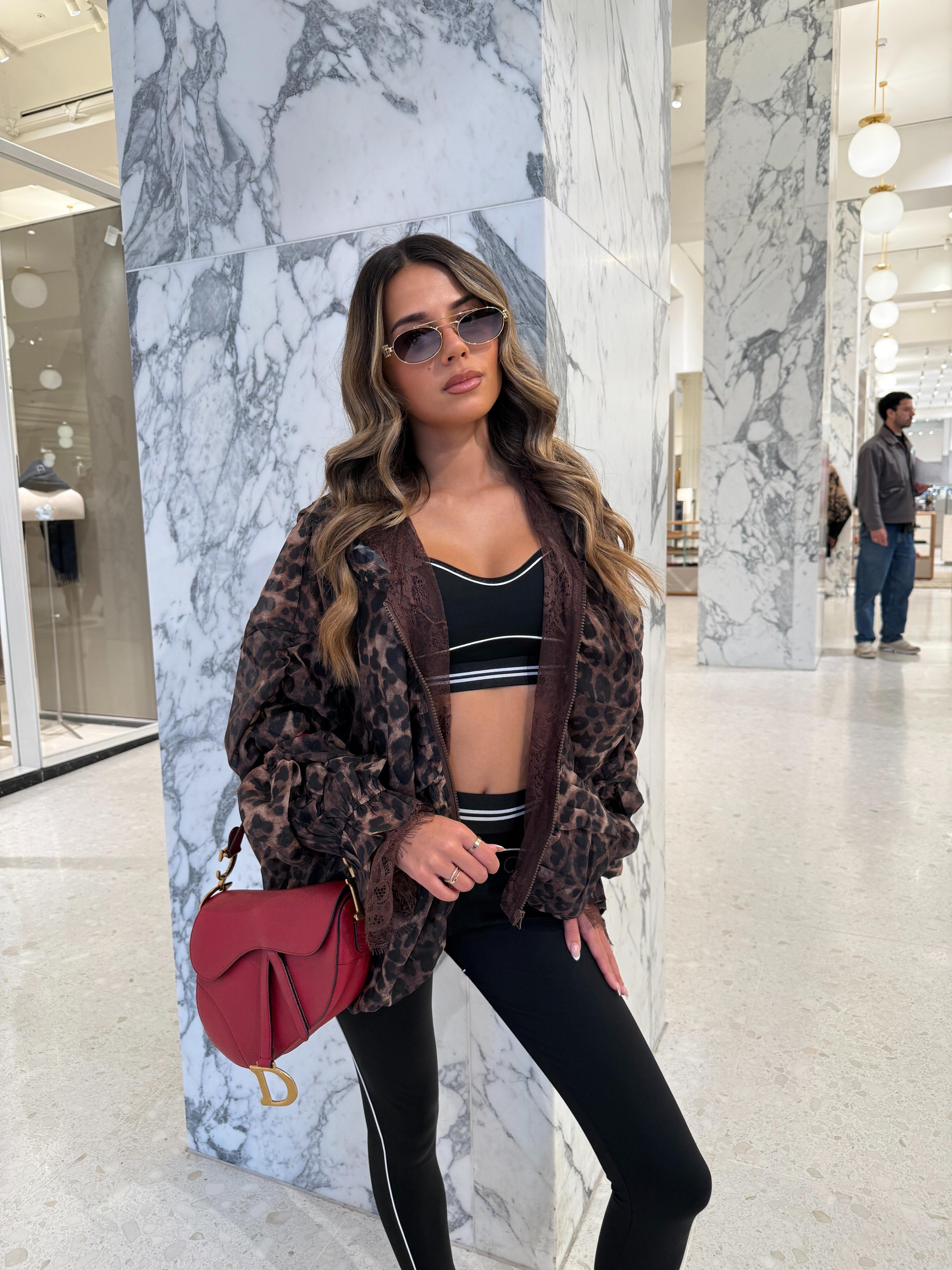 Leopard zip up jacket