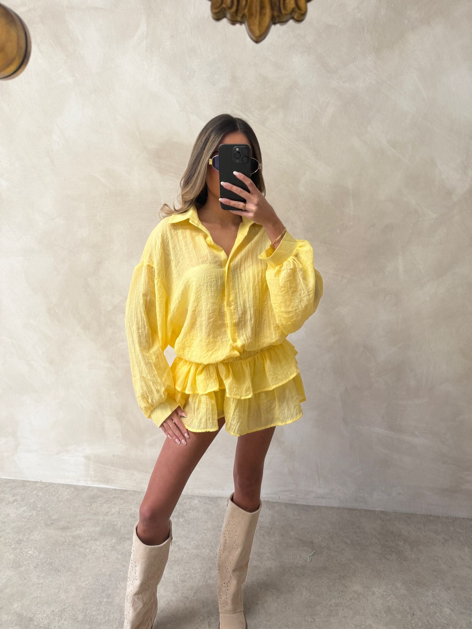 Freya two piece skort set - yellow
