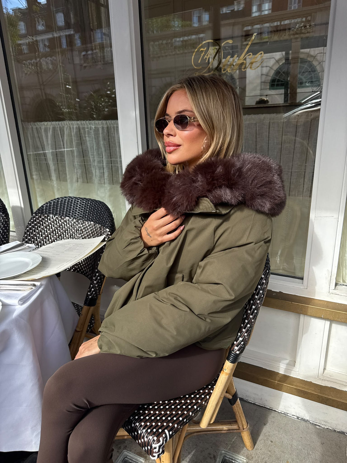 Selina faux fur jacket - khaki