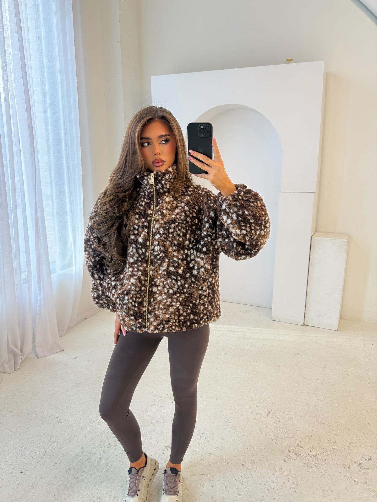 Bambi gold zip fleece - brown