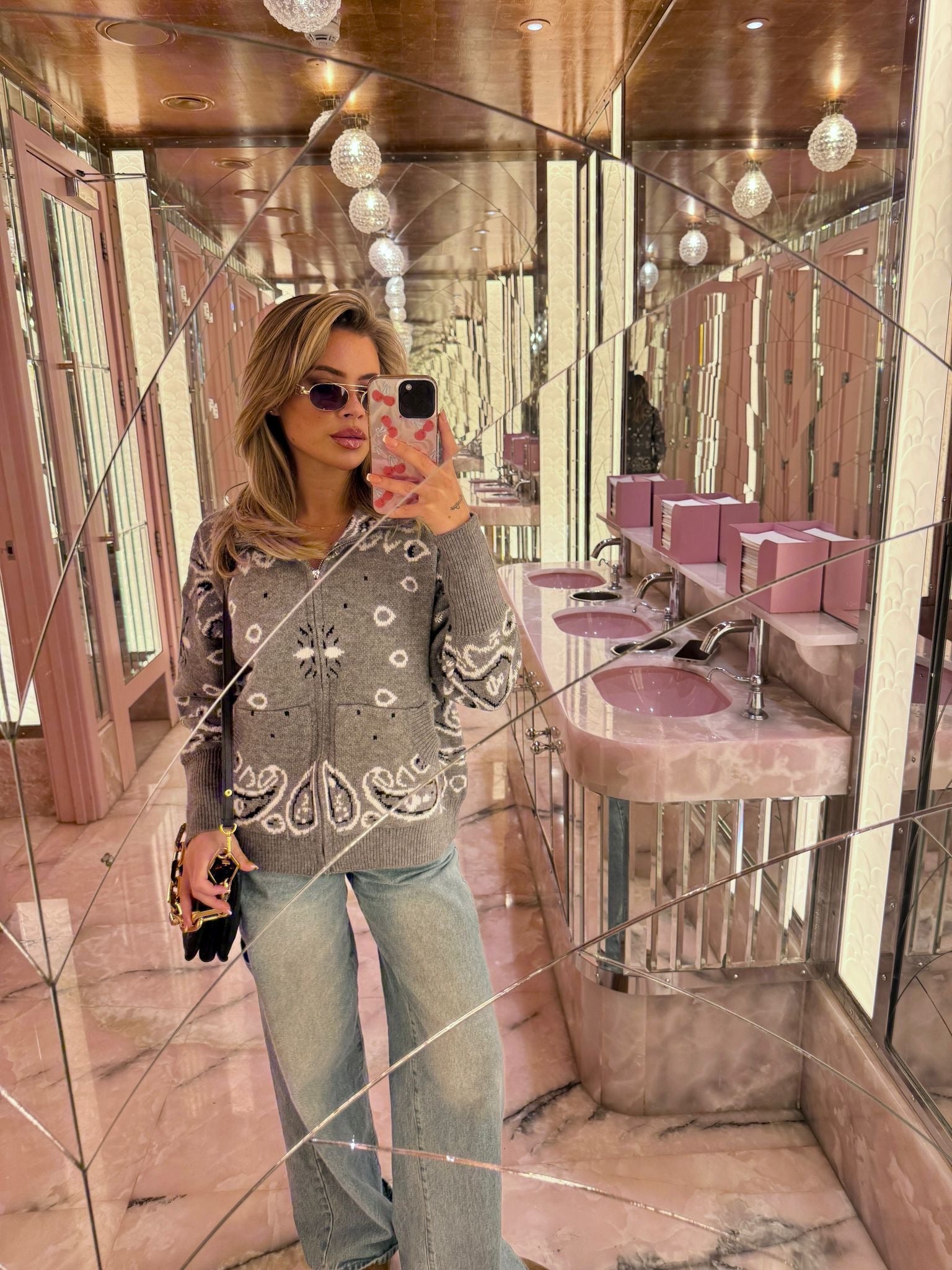 Bandana knit cardigan - grey PRE ORDER