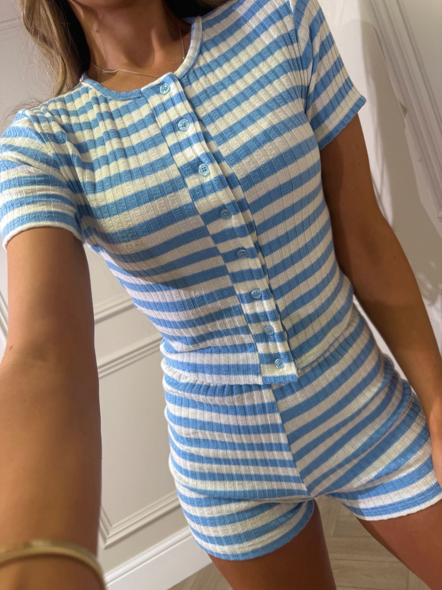 Stripe knit co-ord - blue