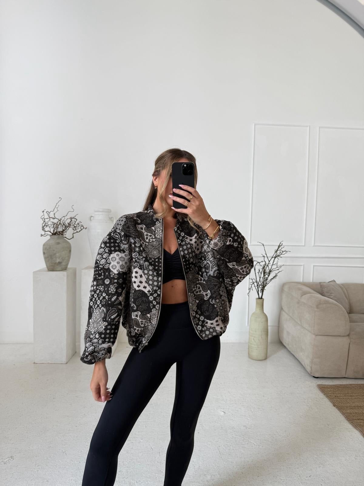 Bandana bomber jacket - black
