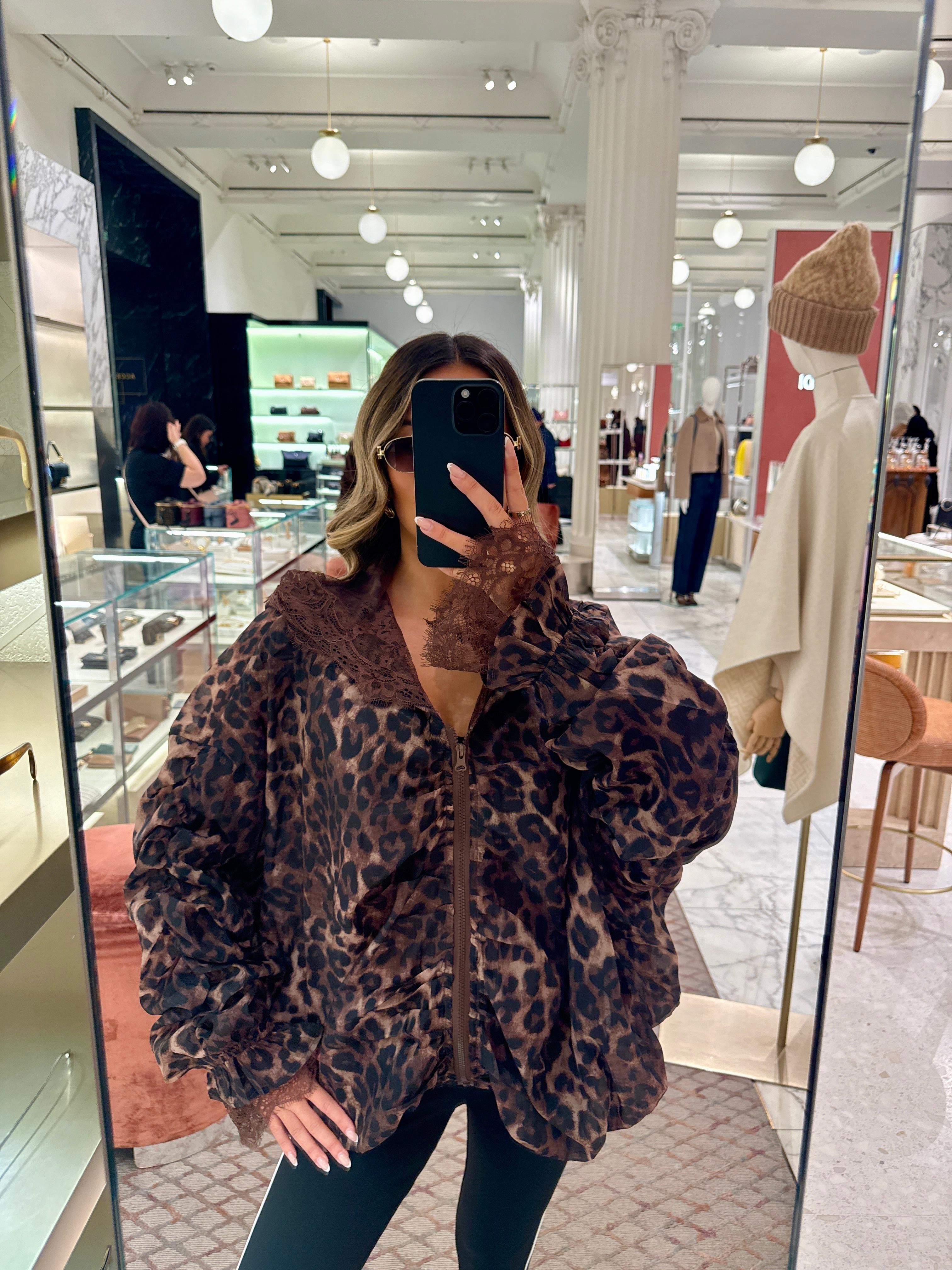 Leopard zip up jacket