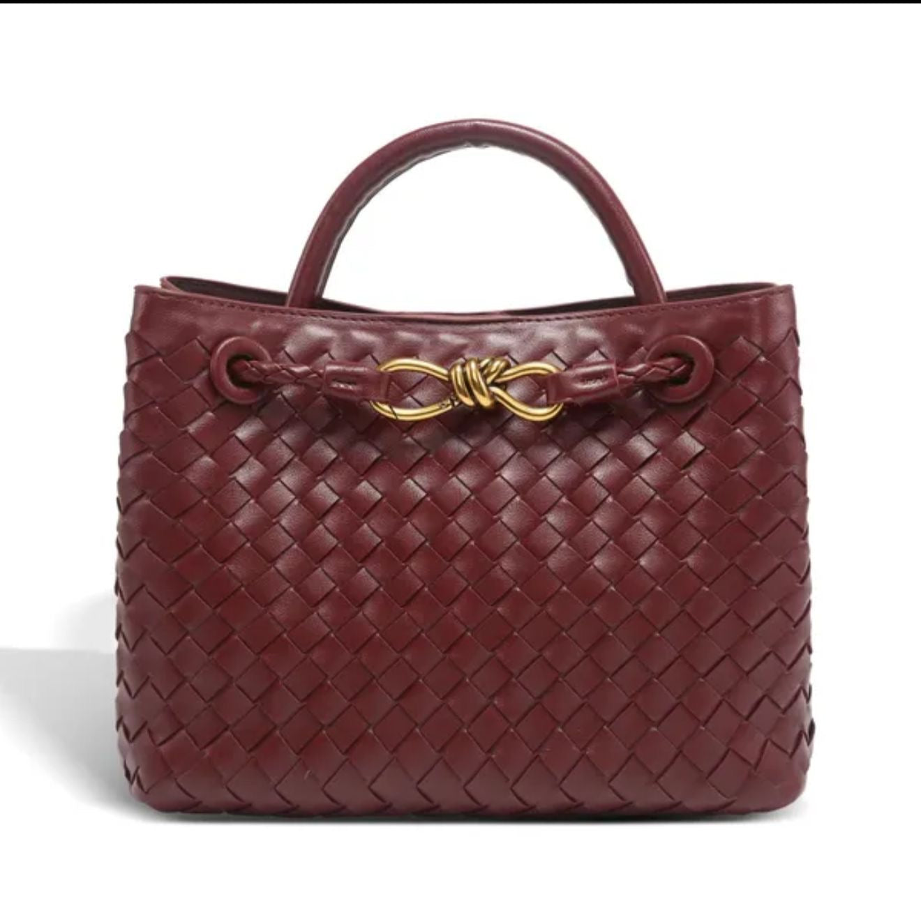 Woven handle Bag - Burgundy