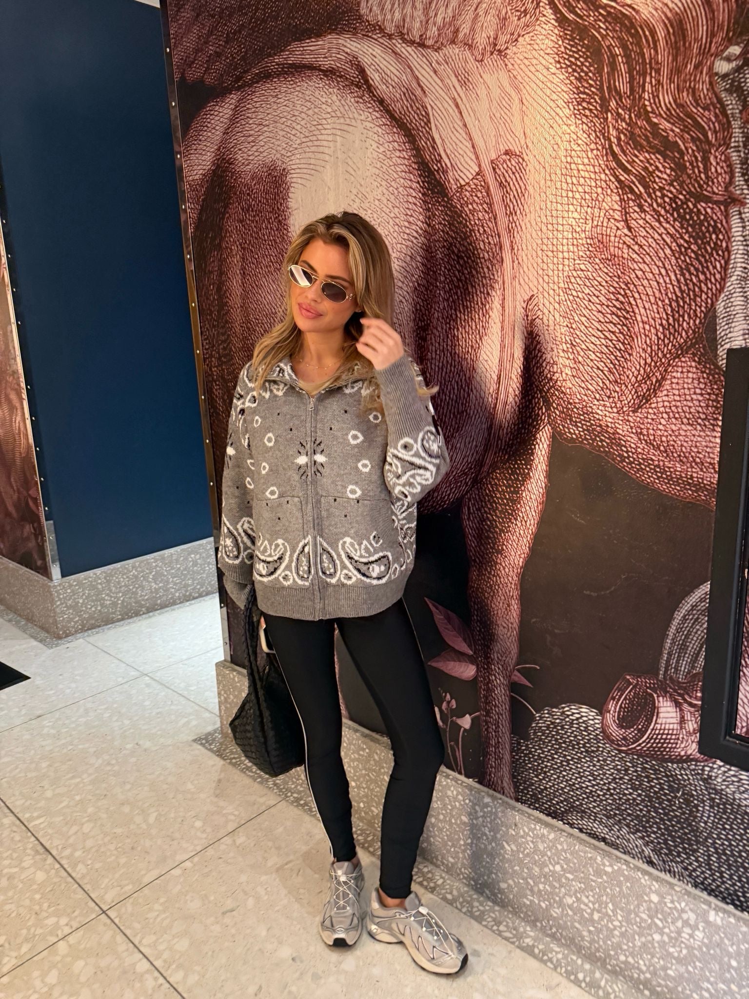 Bandana knit cardigan - grey PRE ORDER