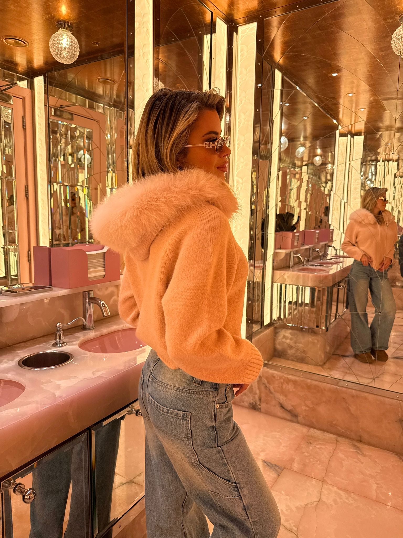 Luxury Fur Cardigan Jacket - baby pink PRE ORDER