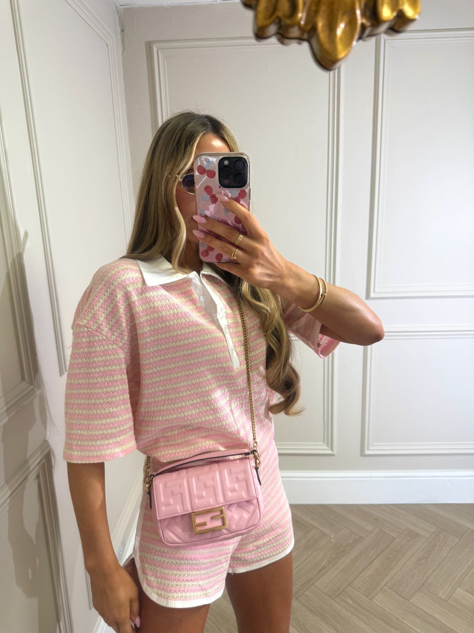 Collar stripe co-ord - pink