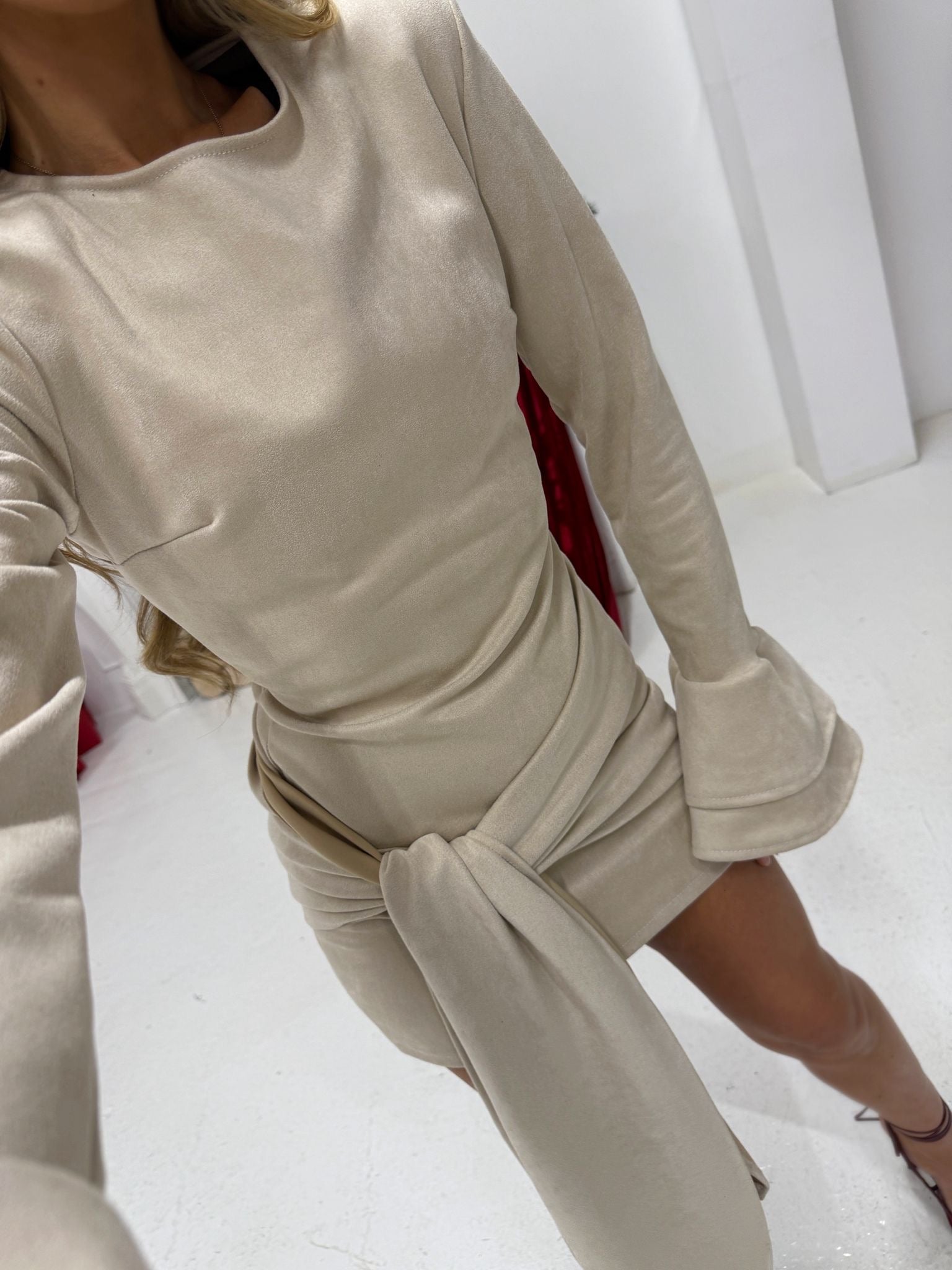 Aria suede Dress - cream