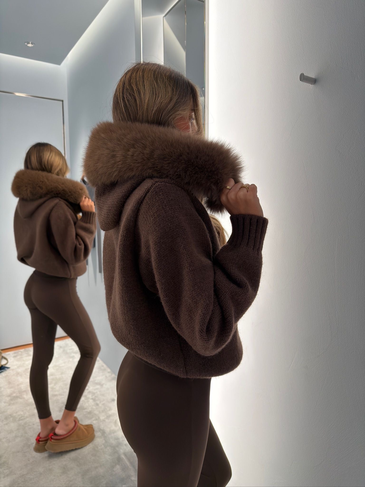 Luxury Fur Cardigan Jacket - brown - PRE ORDER