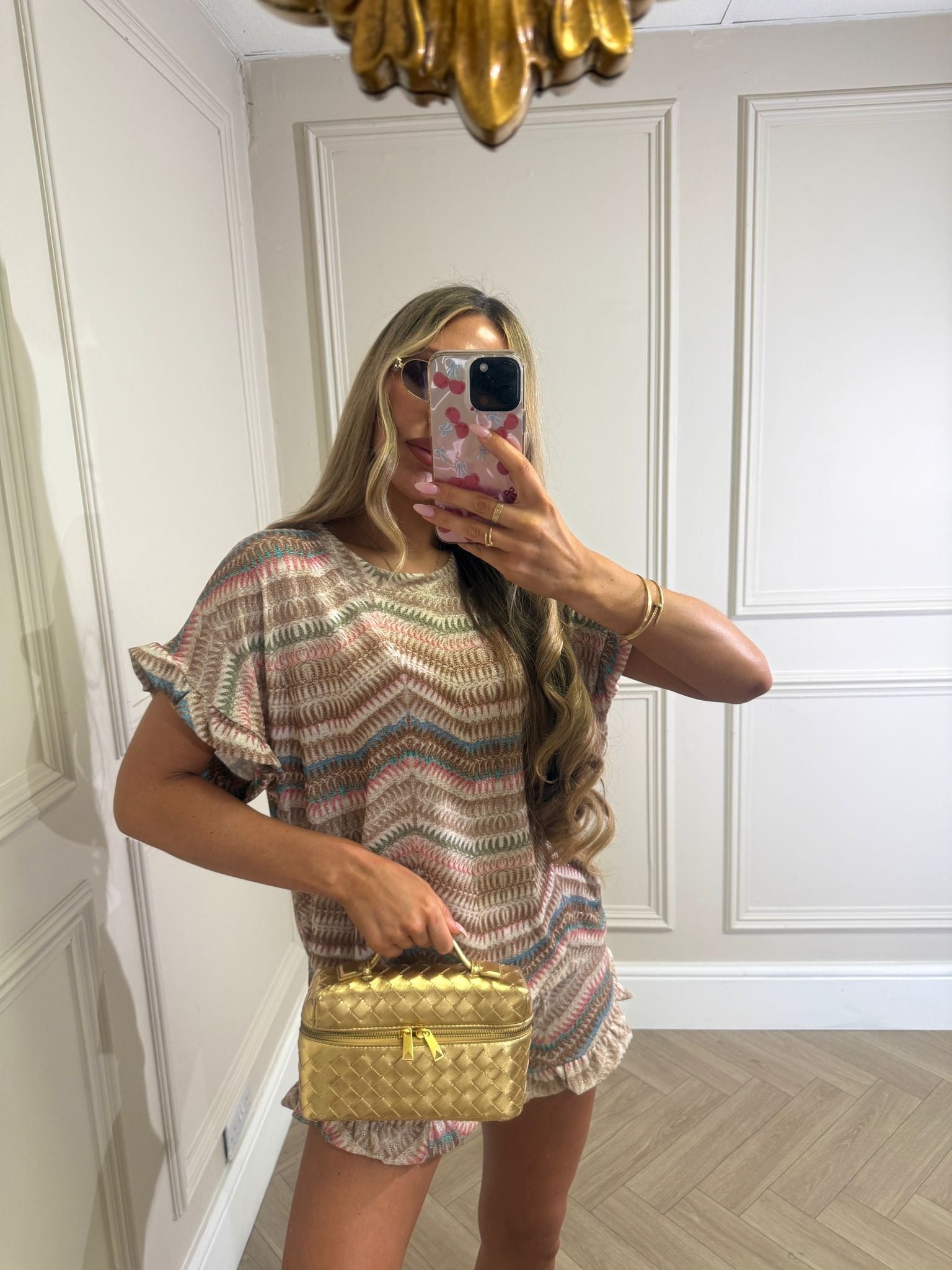 Frill pattern co-ord - beige