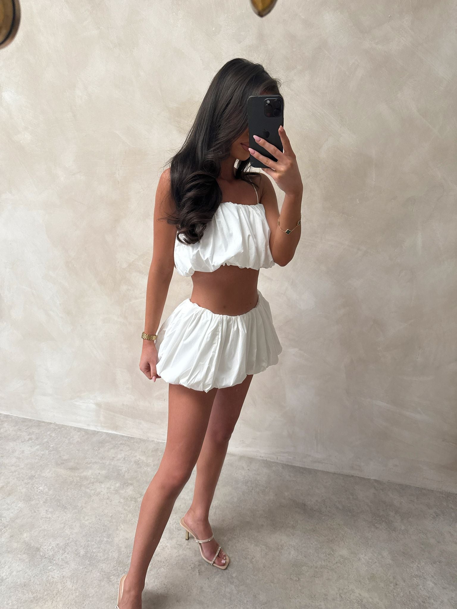 Lottie puff short co-ord - white