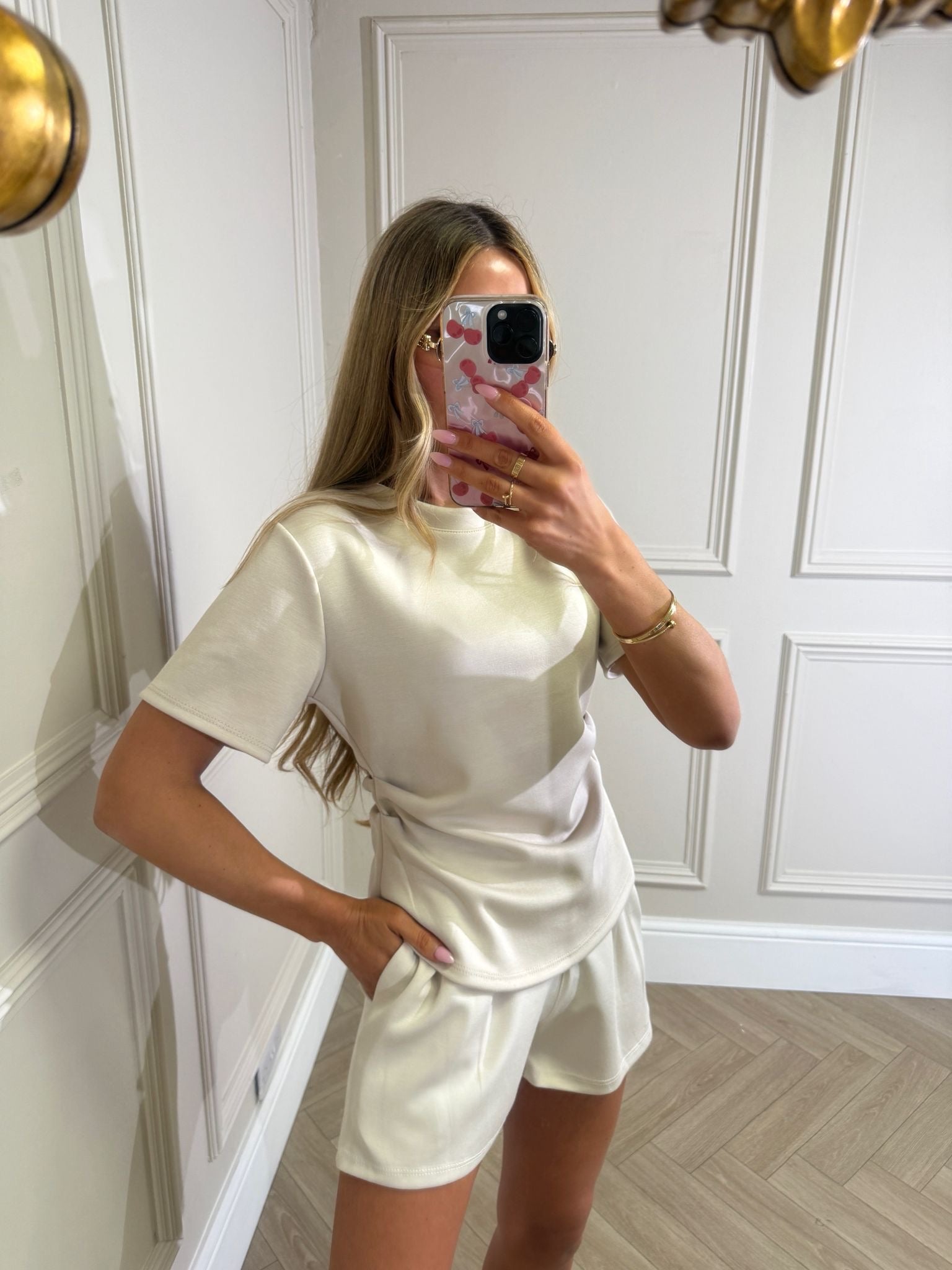 Pleated short set - cream